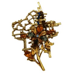 CHRISTIAN LACROIX Vintage Jewelled Floral Brooch