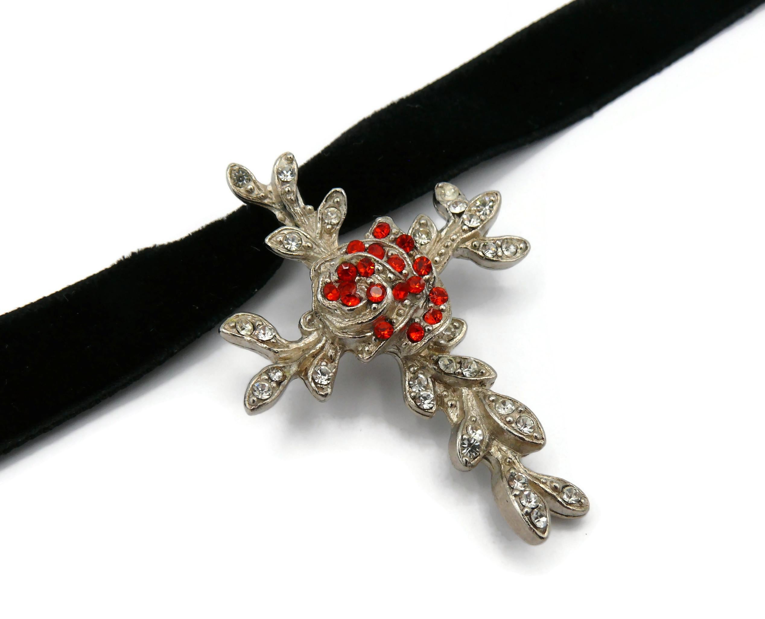 CHRISTIAN LACROIX Vintage Jewelled Floral Cross Pendant For Sale 1