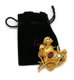 Christian Lacroix Vintage Jewelled Floral Mirrored Heart Pendant