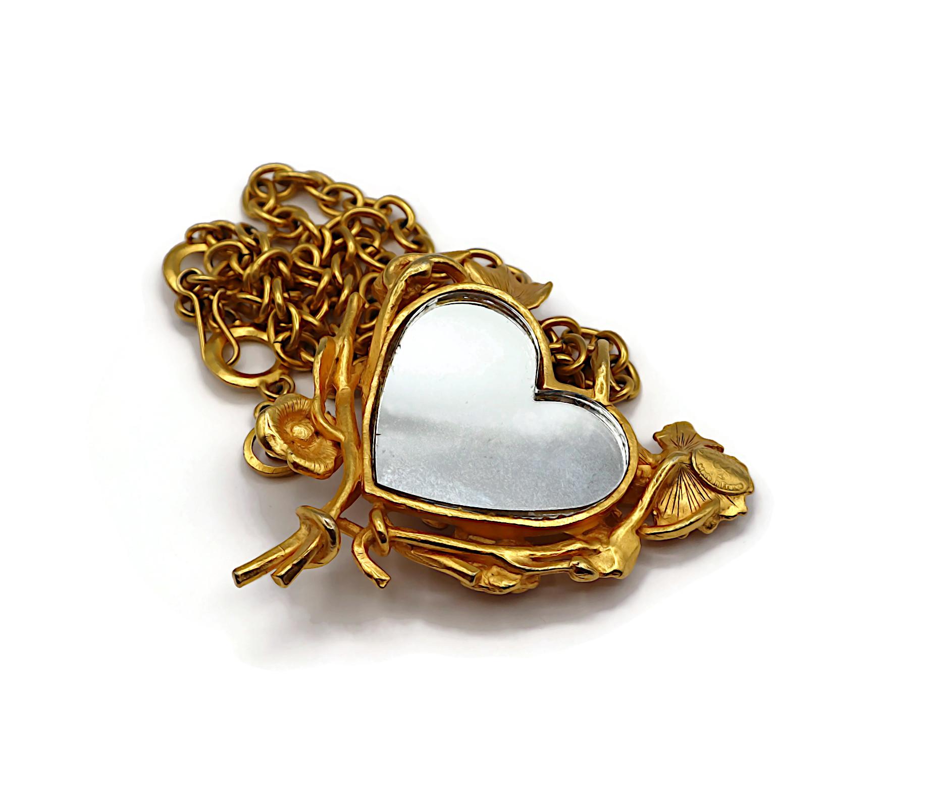 CHRISTIAN LACROIX Collana Jewell d'epoca con ciondolo floreale a cuore specchiato in vendita 9