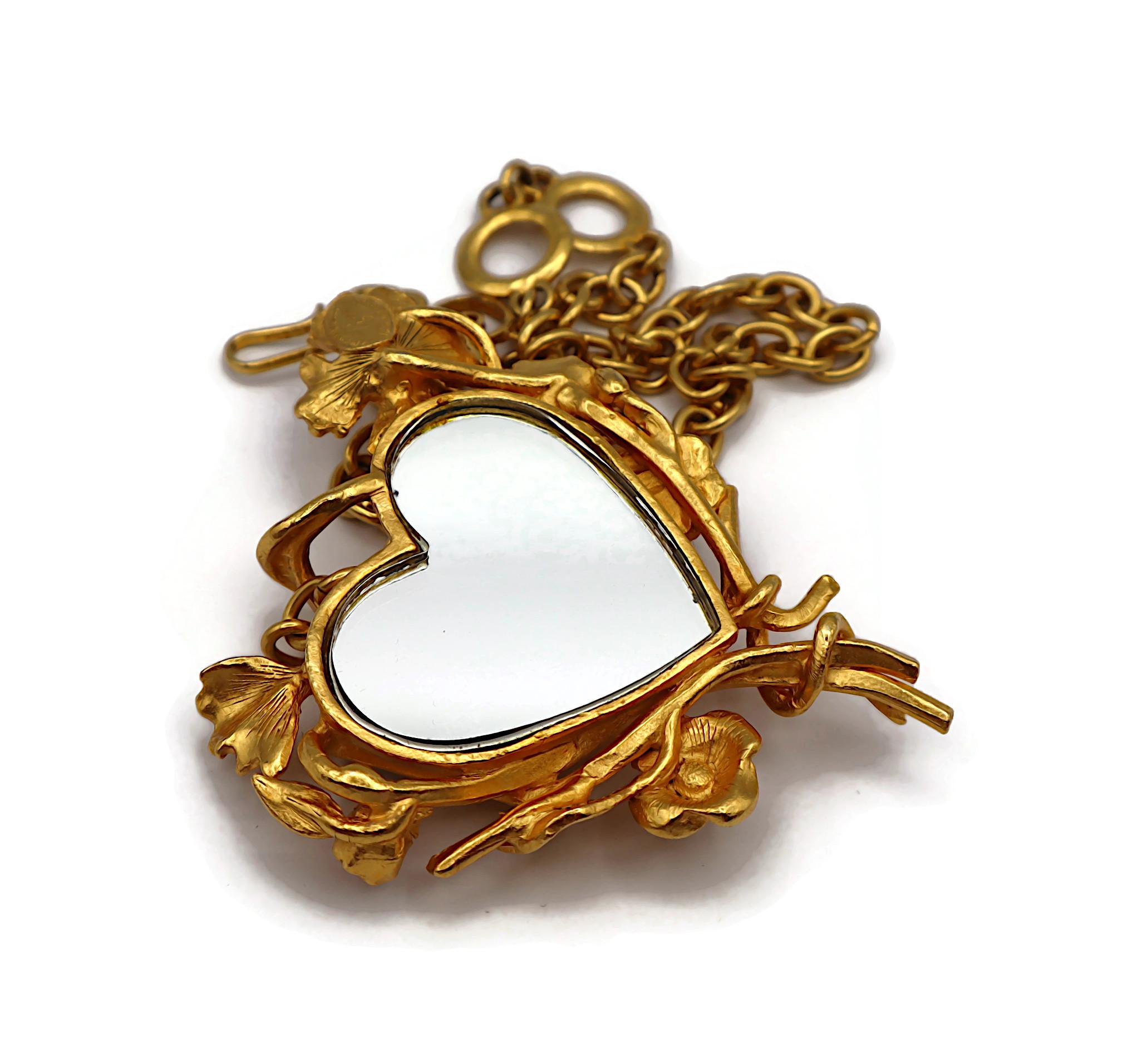 CHRISTIAN LACROIX Collana Jewell d'epoca con ciondolo floreale a cuore specchiato in vendita 10
