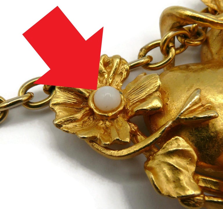 CHRISTIAN LACROIX Vintage Jewelled Floral Mirrored Heart Pendant