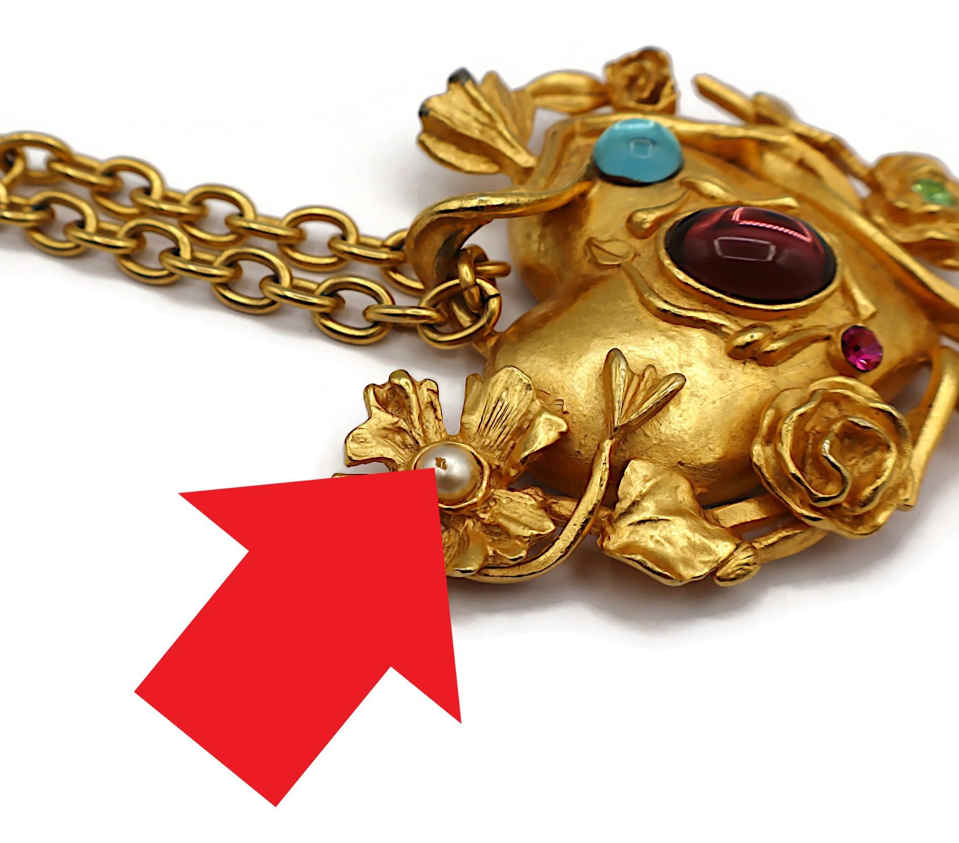 CHRISTIAN LACROIX Collana Jewell d'epoca con ciondolo floreale a cuore specchiato in vendita 15