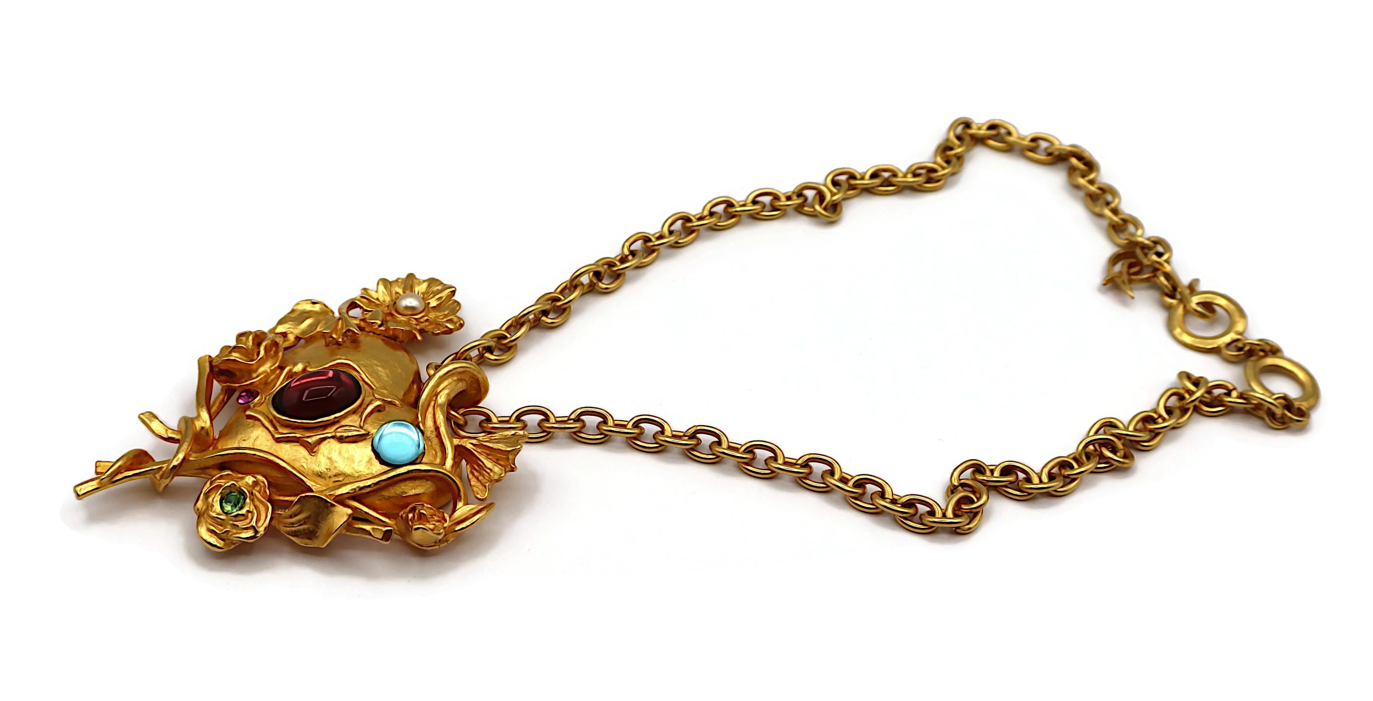 CHRISTIAN LACROIX Collana Jewell d'epoca con ciondolo floreale a cuore specchiato in vendita 1
