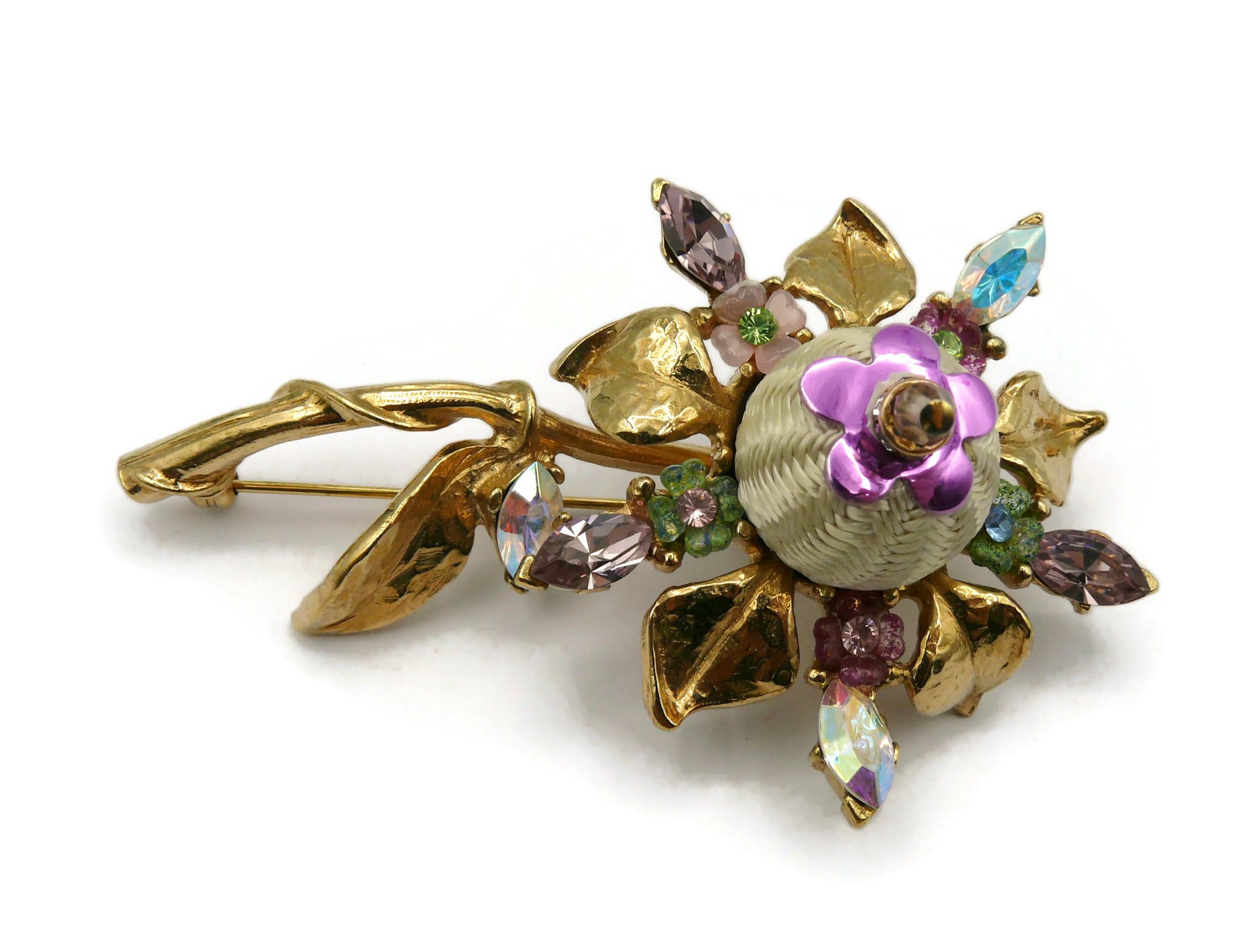CHRISTIAN LACROIX Vintage Blumenbrosche mit Juwelen Damen im Angebot