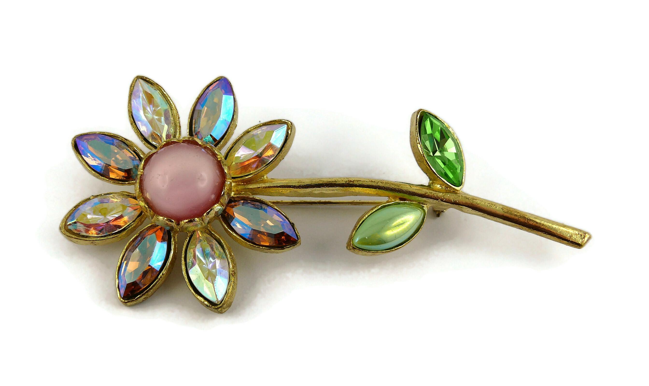Christian Lacroix Vintage Jewelled Flower Brooch In Good Condition In Nice, FR