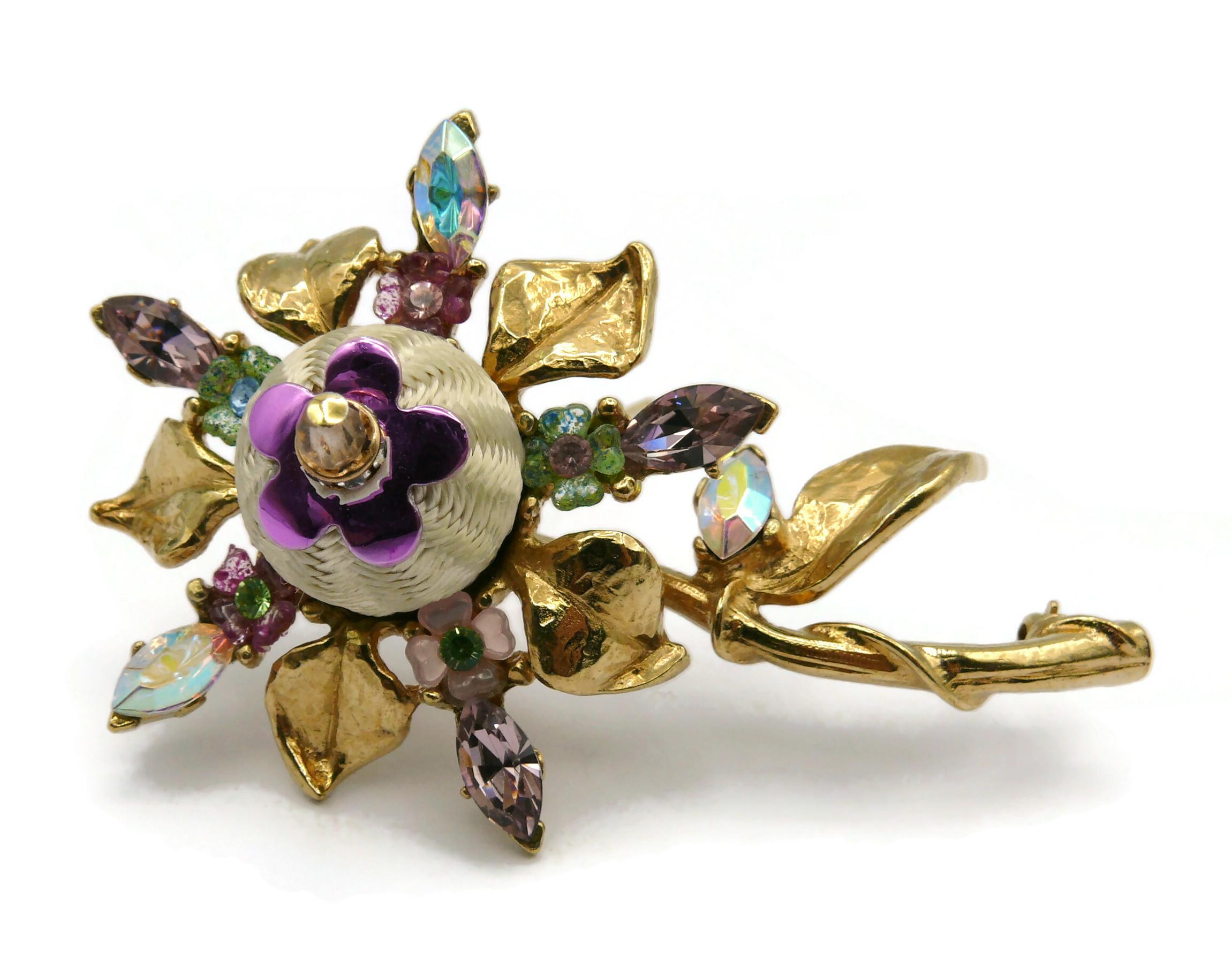 CHRISTIAN LACROIX Vintage Blumenbrosche mit Juwelen im Angebot 1