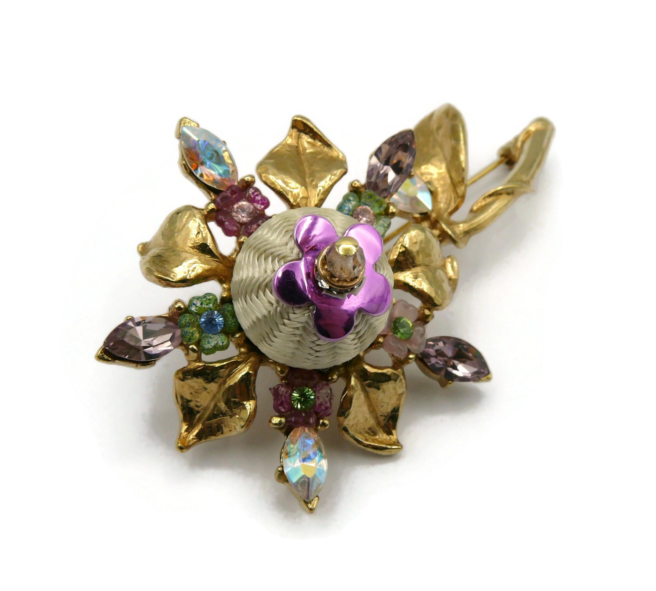 CHRISTIAN LACROIX Vintage Blumenbrosche mit Juwelen im Angebot 2