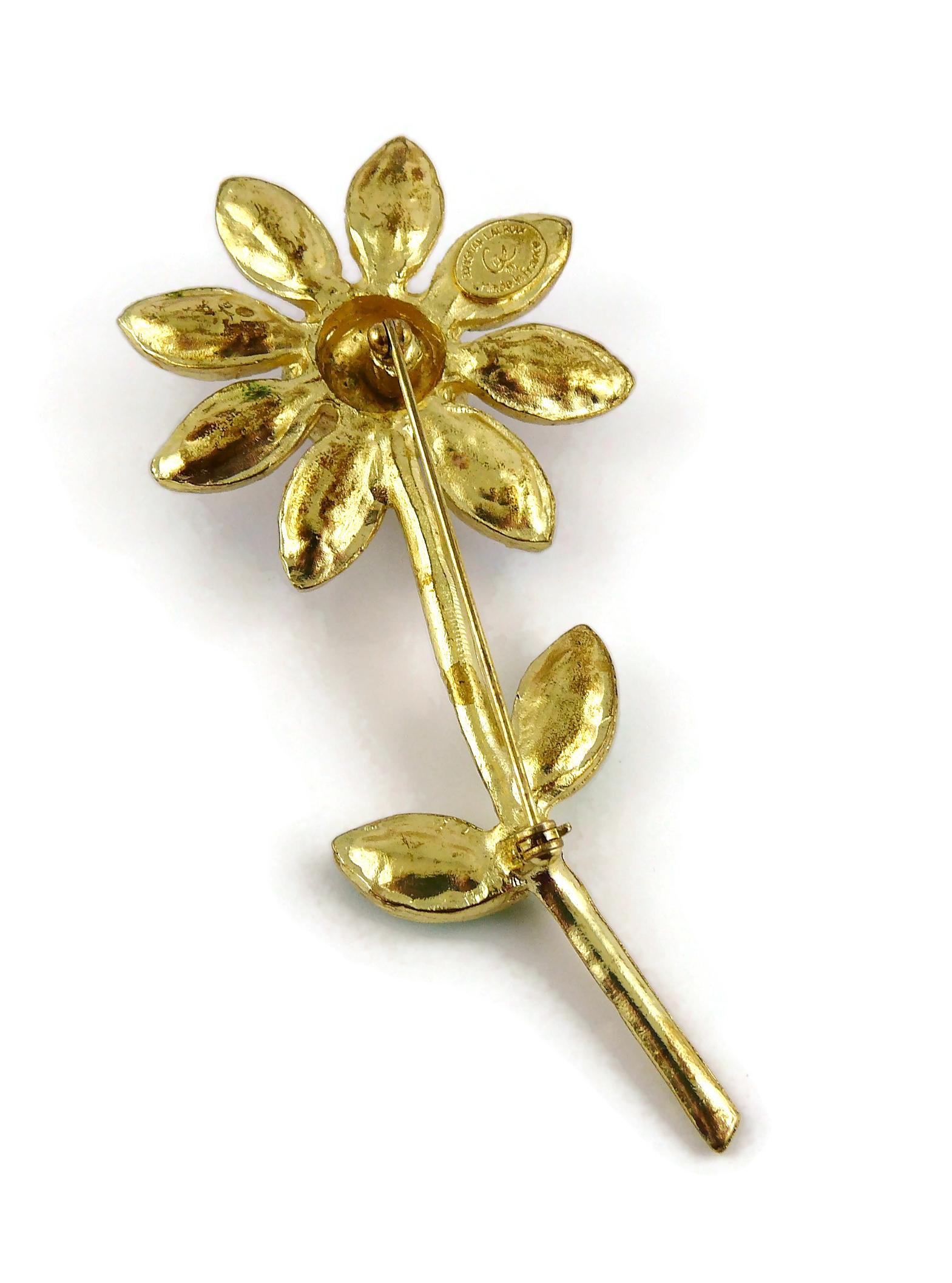 Christian Lacroix Vintage Jewelled Flower Brooch 3