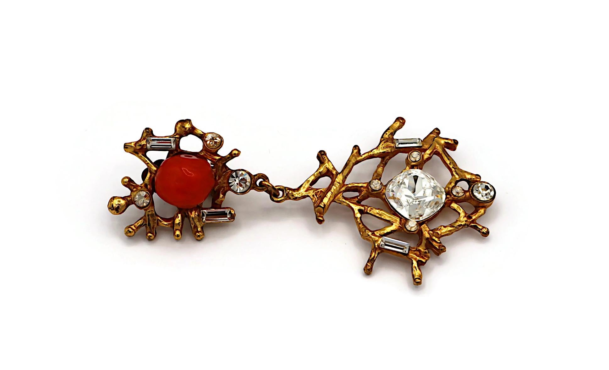 CHRISTIAN LACROIX Vintage Jewelled Gold Tone Dangling Earrings For Sale 2