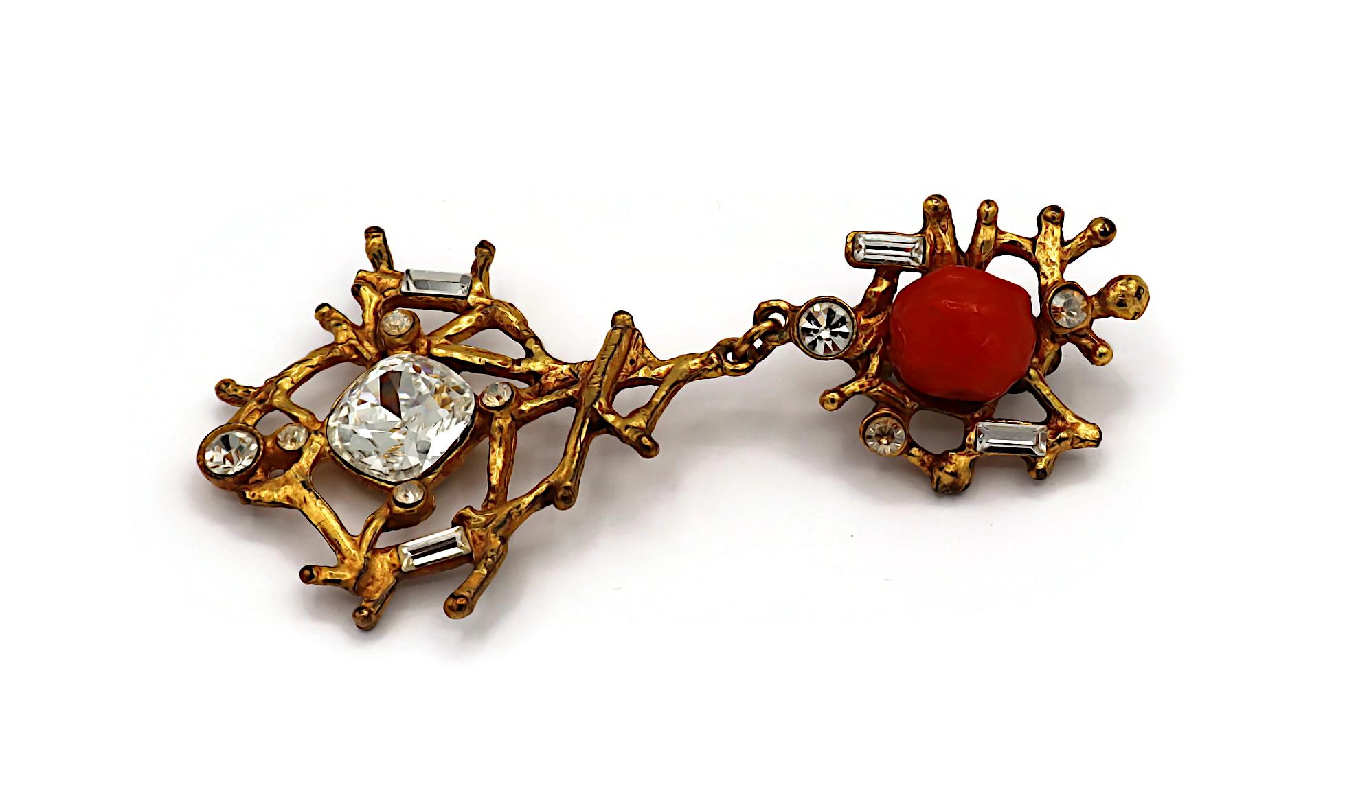 CHRISTIAN LACROIX Vintage Jewelled Gold Tone Dangling Earrings For Sale 4