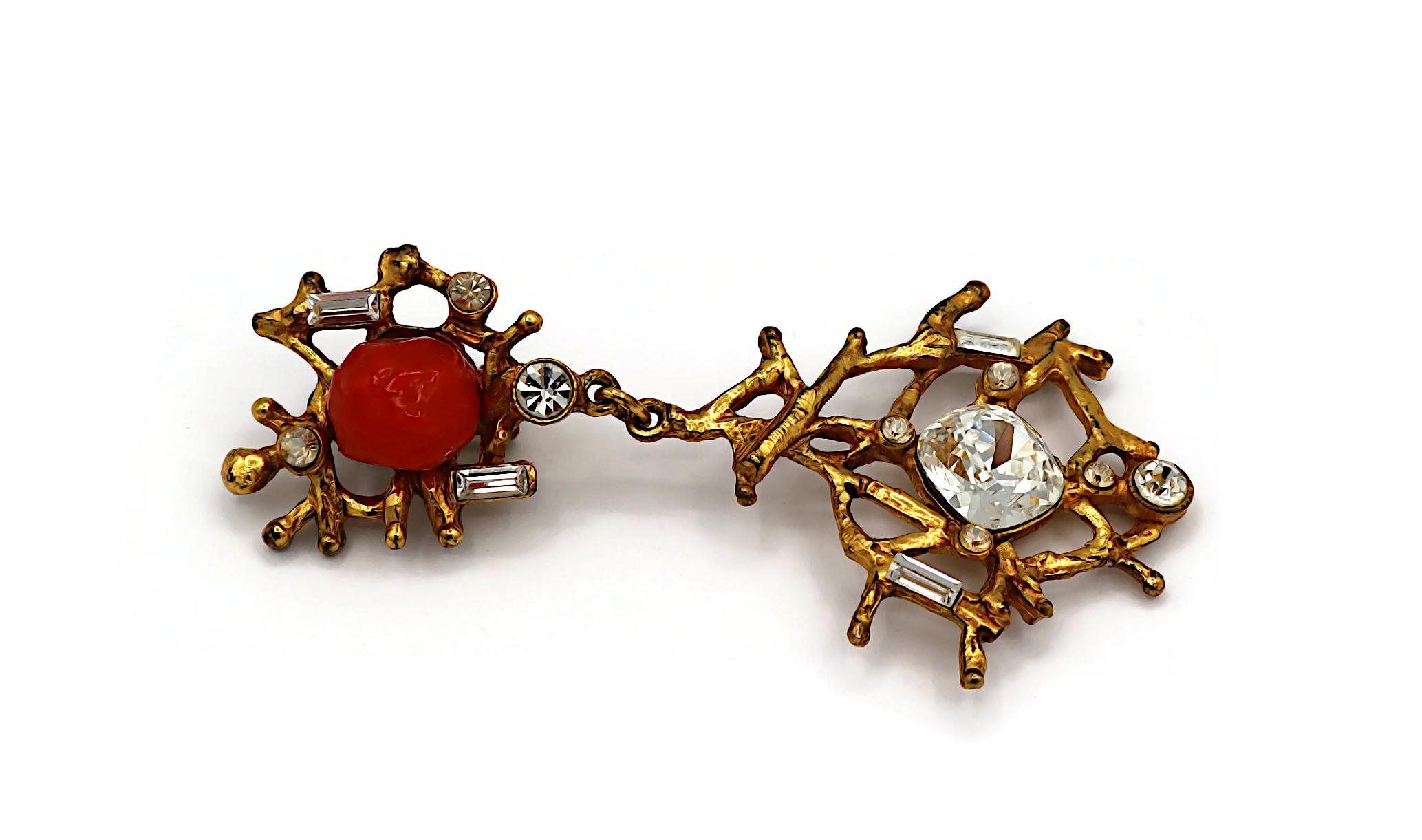 CHRISTIAN LACROIX Vintage Jewelled Gold Tone Dangling Earrings For Sale 5