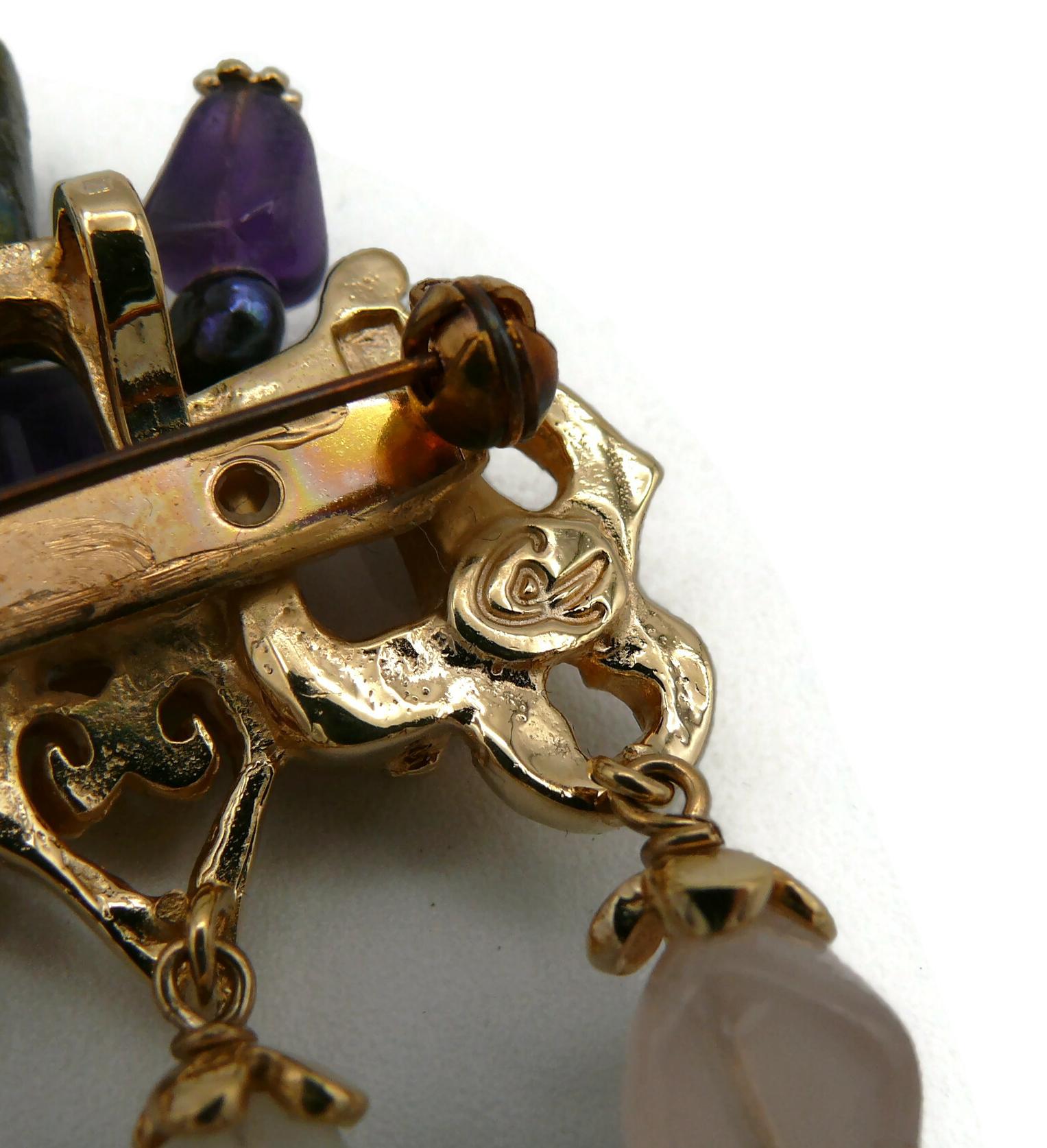 CHRISTIAN LACROIX Vintage Jewelled Gold Tone Pendant For Sale 3