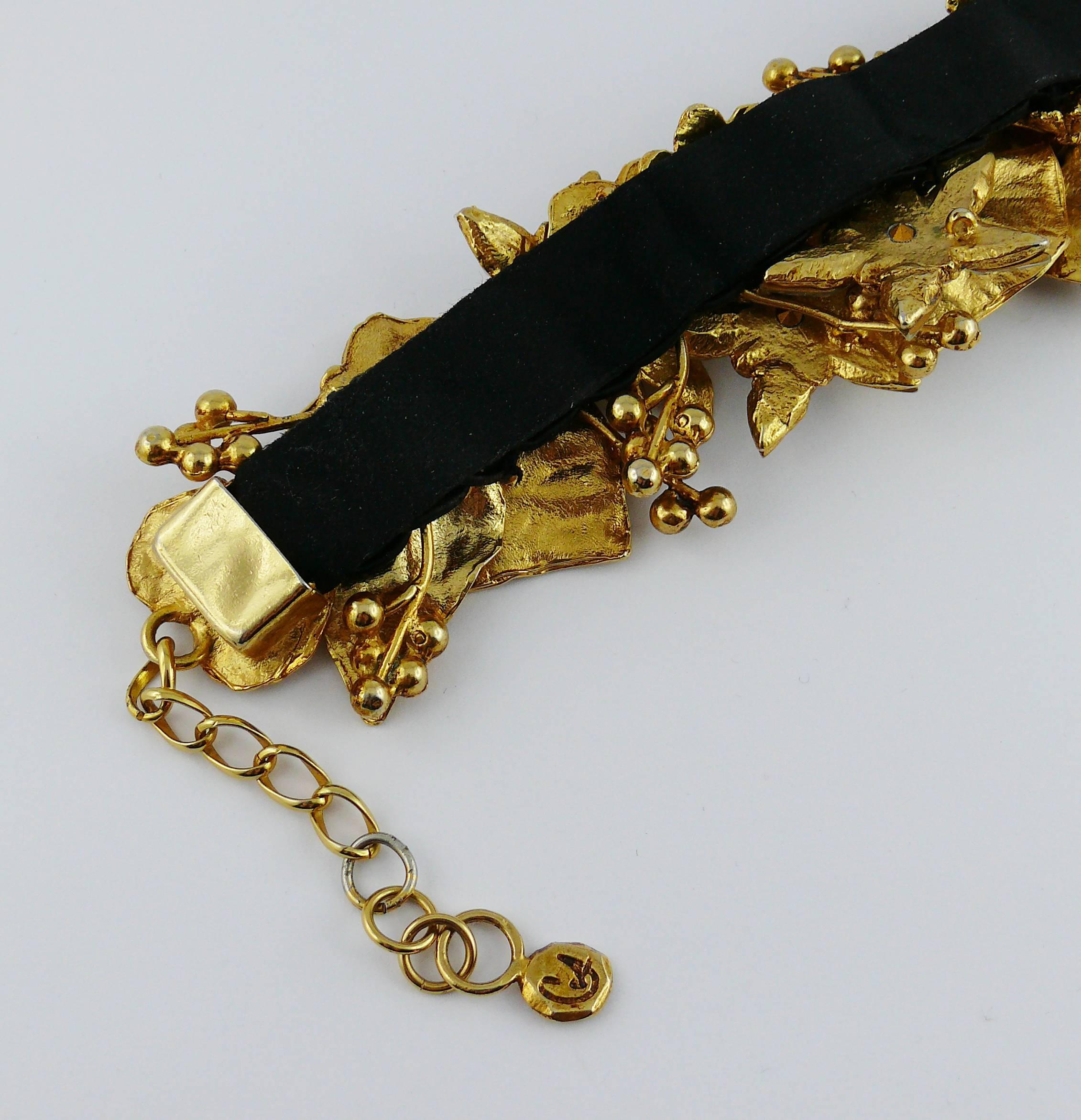Christian Lacroix Vintage Jewelled Gold Toned Choker For Sale 5