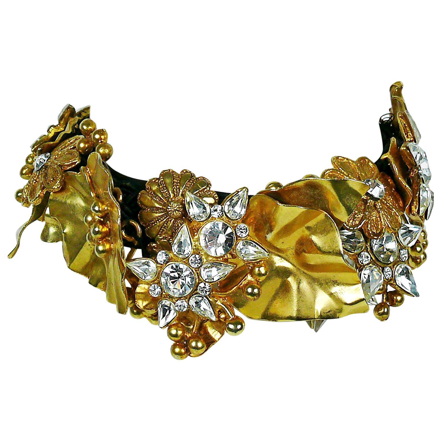 Christian Lacroix Vintage Jewelled Gold Toned Choker For Sale