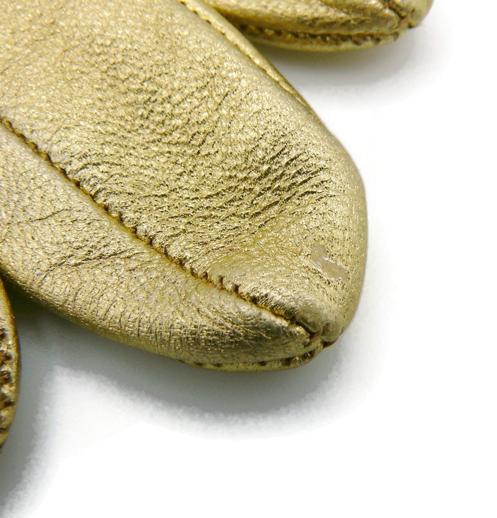 CHRISTIAN LACROIX Vintage Juwelenbesetzte goldene Lederhandschuhe Größe 7 im Angebot 6