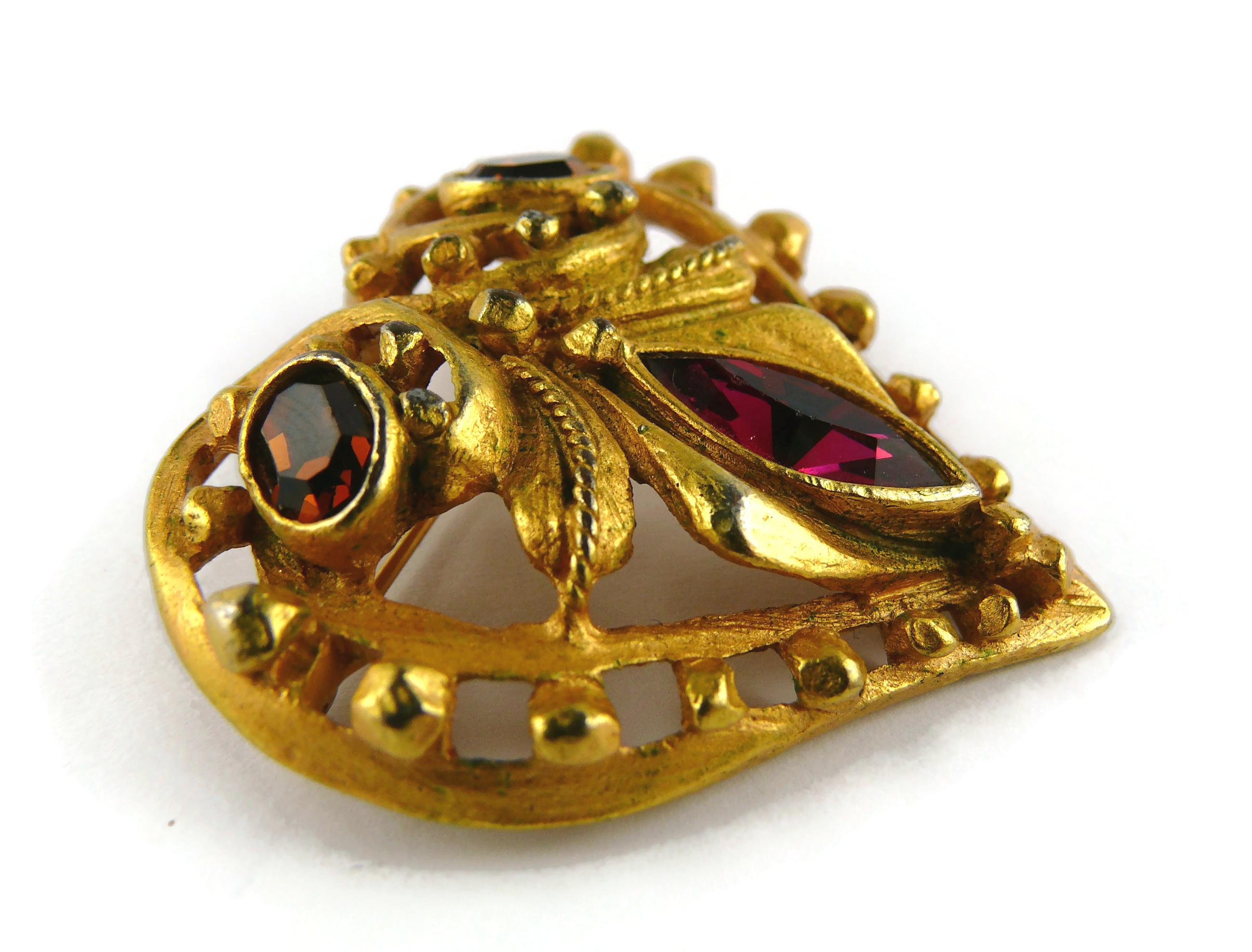 Christian Lacroix Vintage Jewelled Heart Brooch For Sale 6