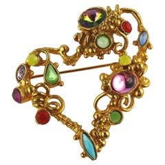 Christian Lacroix Vintage Jewelled Heart Brooch