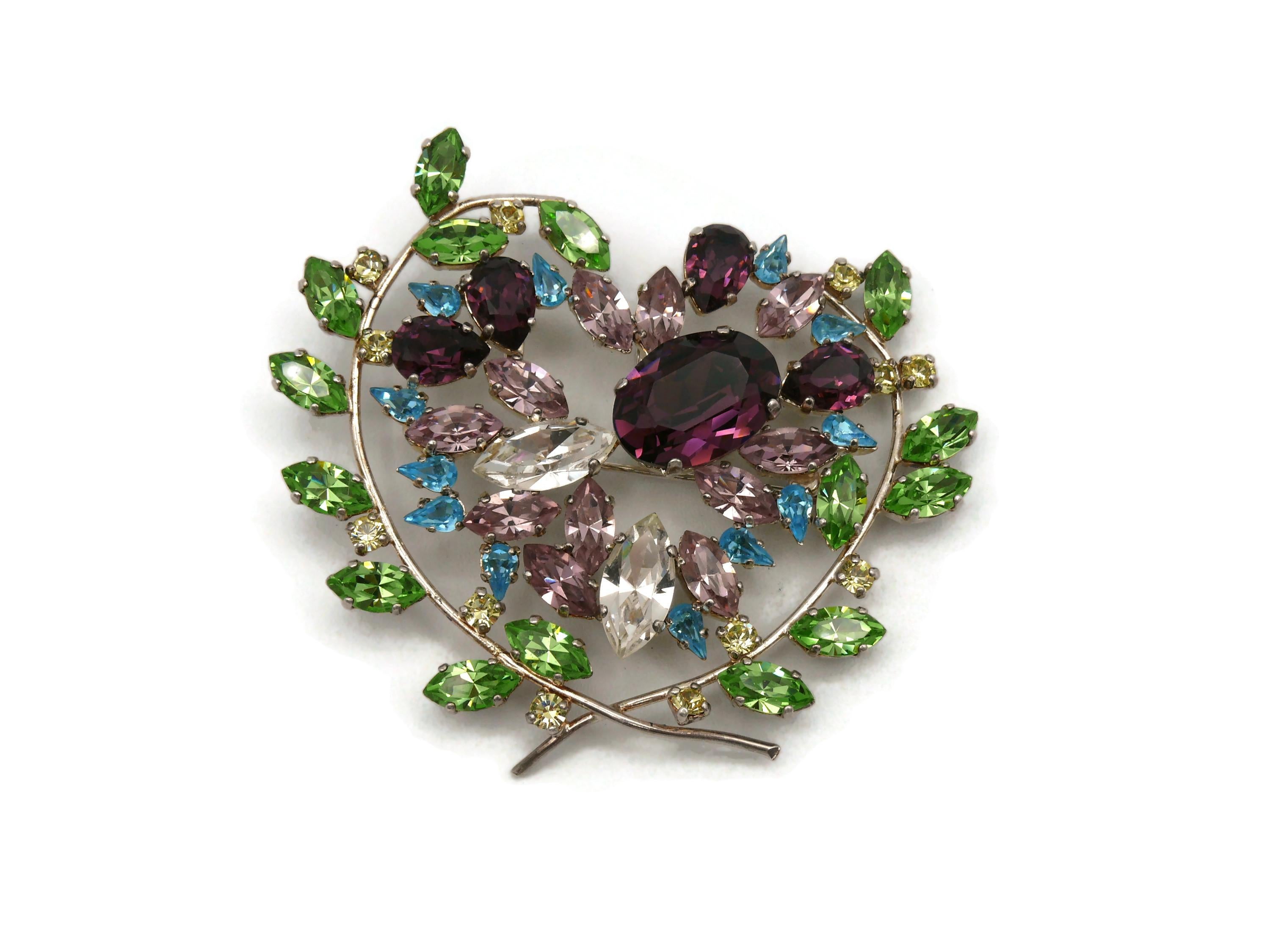 CHRISTIAN LACROIX Vintage Jewelled Heart Brooch Pendant For Sale 1