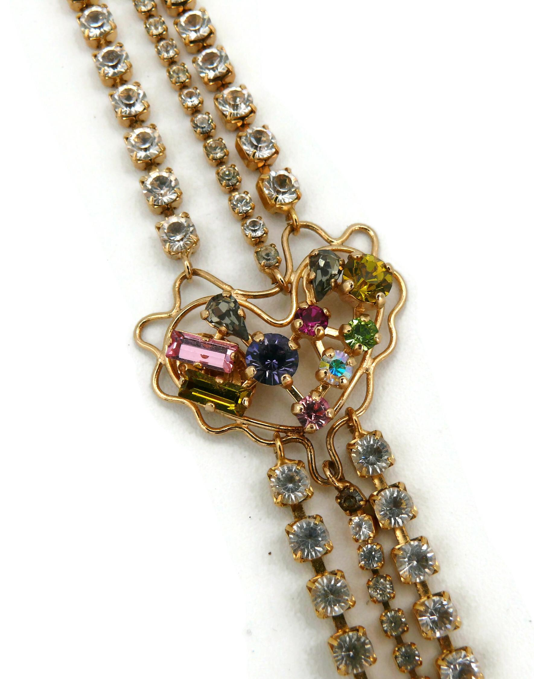 CHRISTIAN LACROIX Vintage Jewelled Heart Chain Bracelet For Sale 6