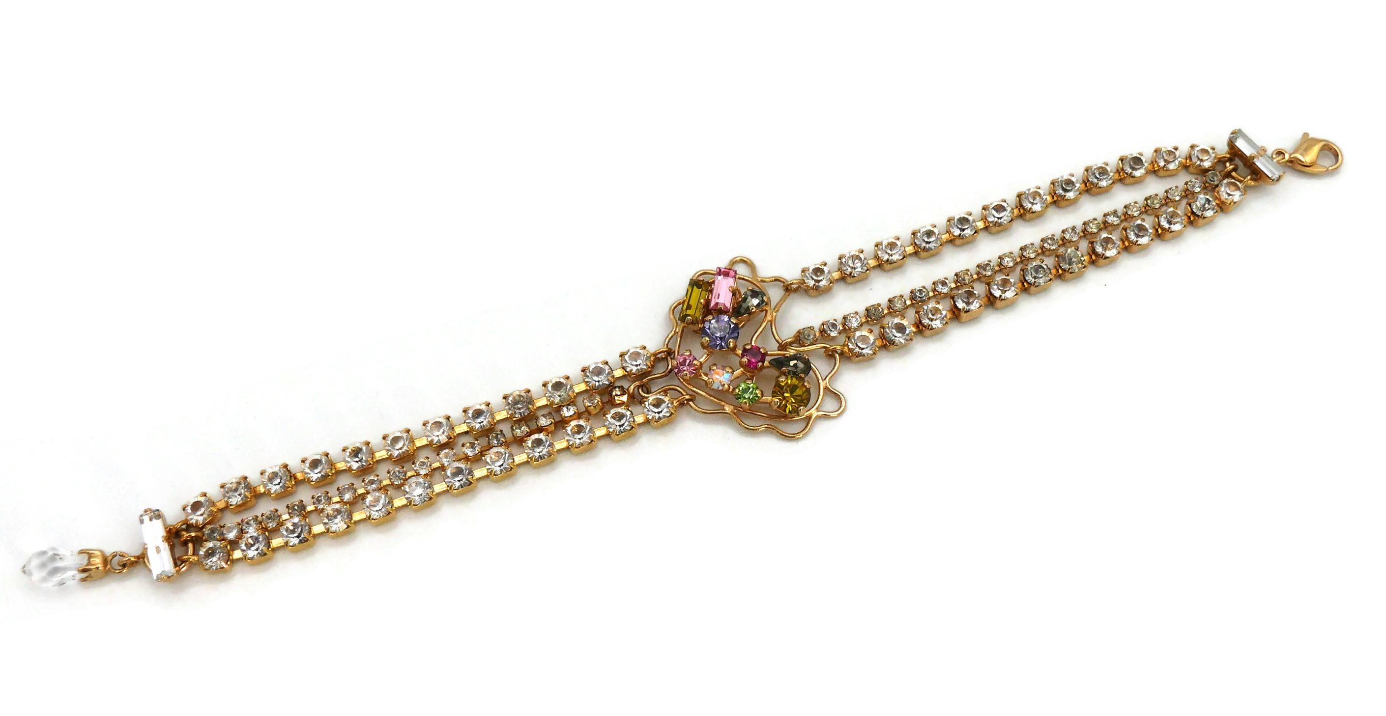 CHRISTIAN LACROIX Vintage Jewelled Heart Chain Bracelet For Sale 7
