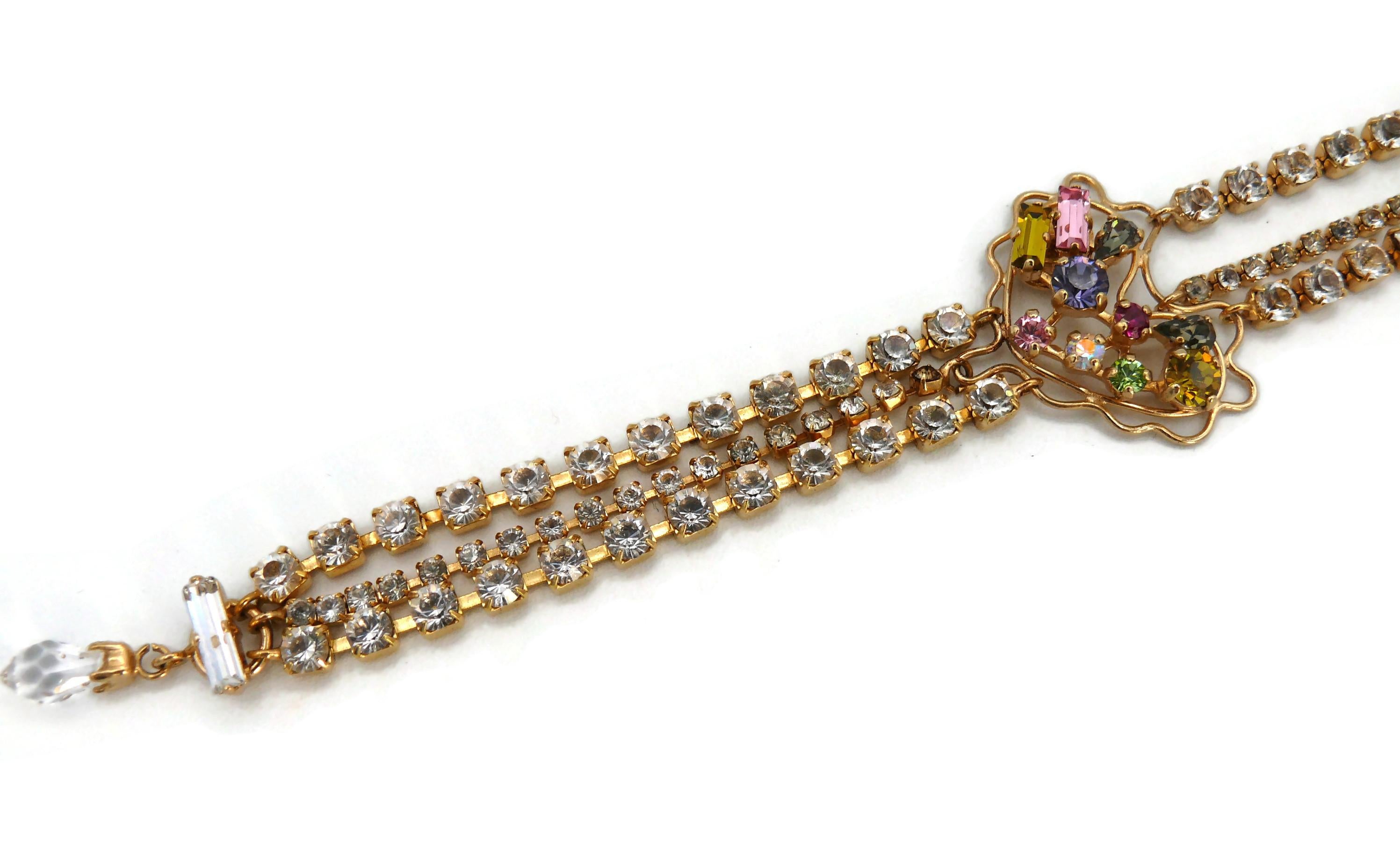 CHRISTIAN LACROIX Vintage Jewelled Heart Chain Bracelet For Sale 9