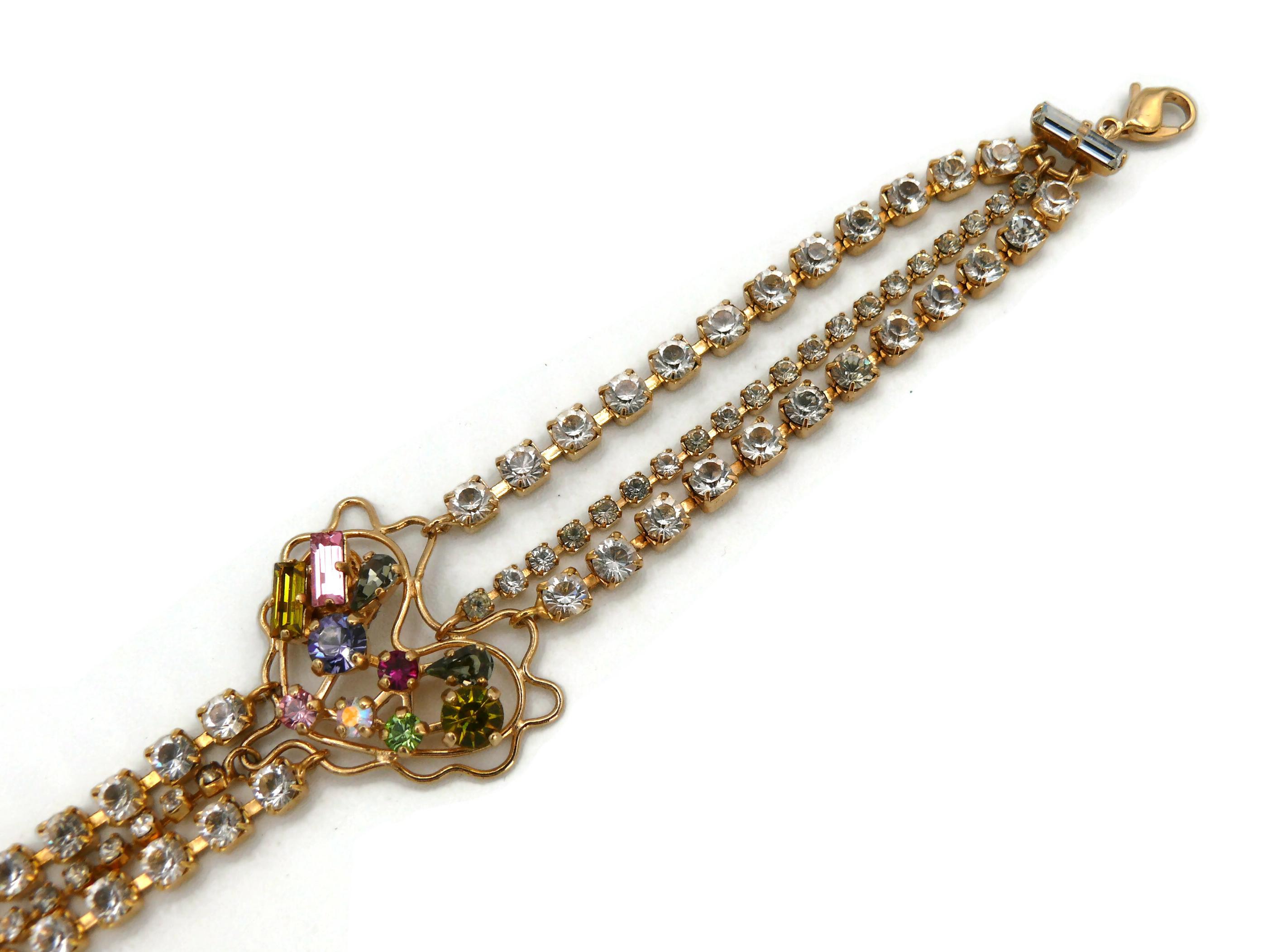 CHRISTIAN LACROIX Vintage Jewelled Heart Chain Bracelet For Sale 11