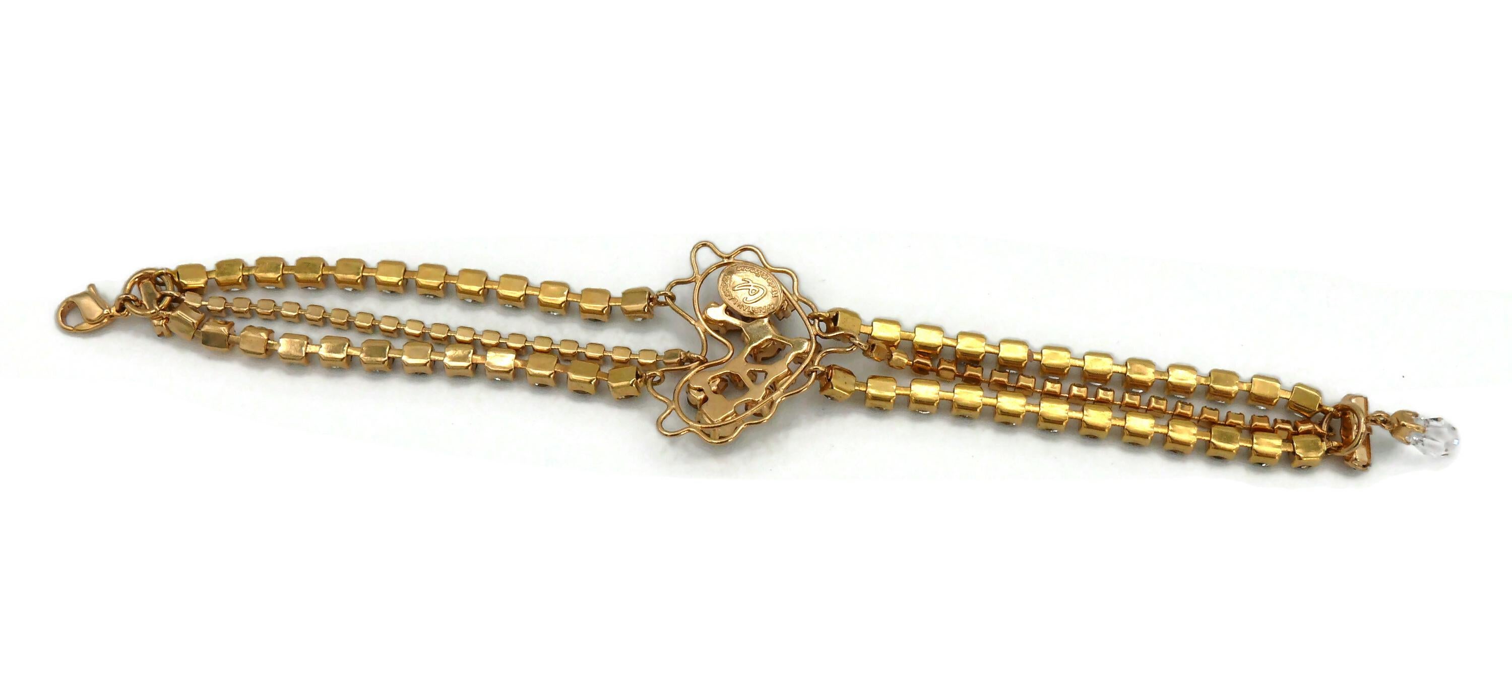 CHRISTIAN LACROIX Vintage Jewelled Heart Chain Bracelet For Sale 13