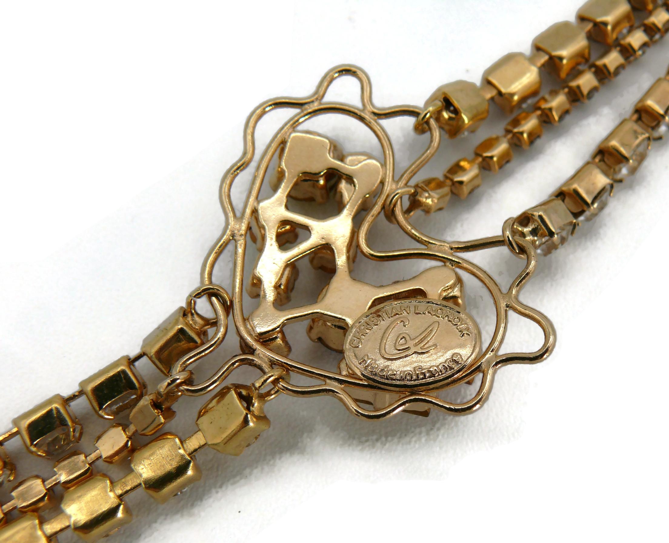 CHRISTIAN LACROIX Vintage Jewelled Heart Chain Bracelet For Sale 14