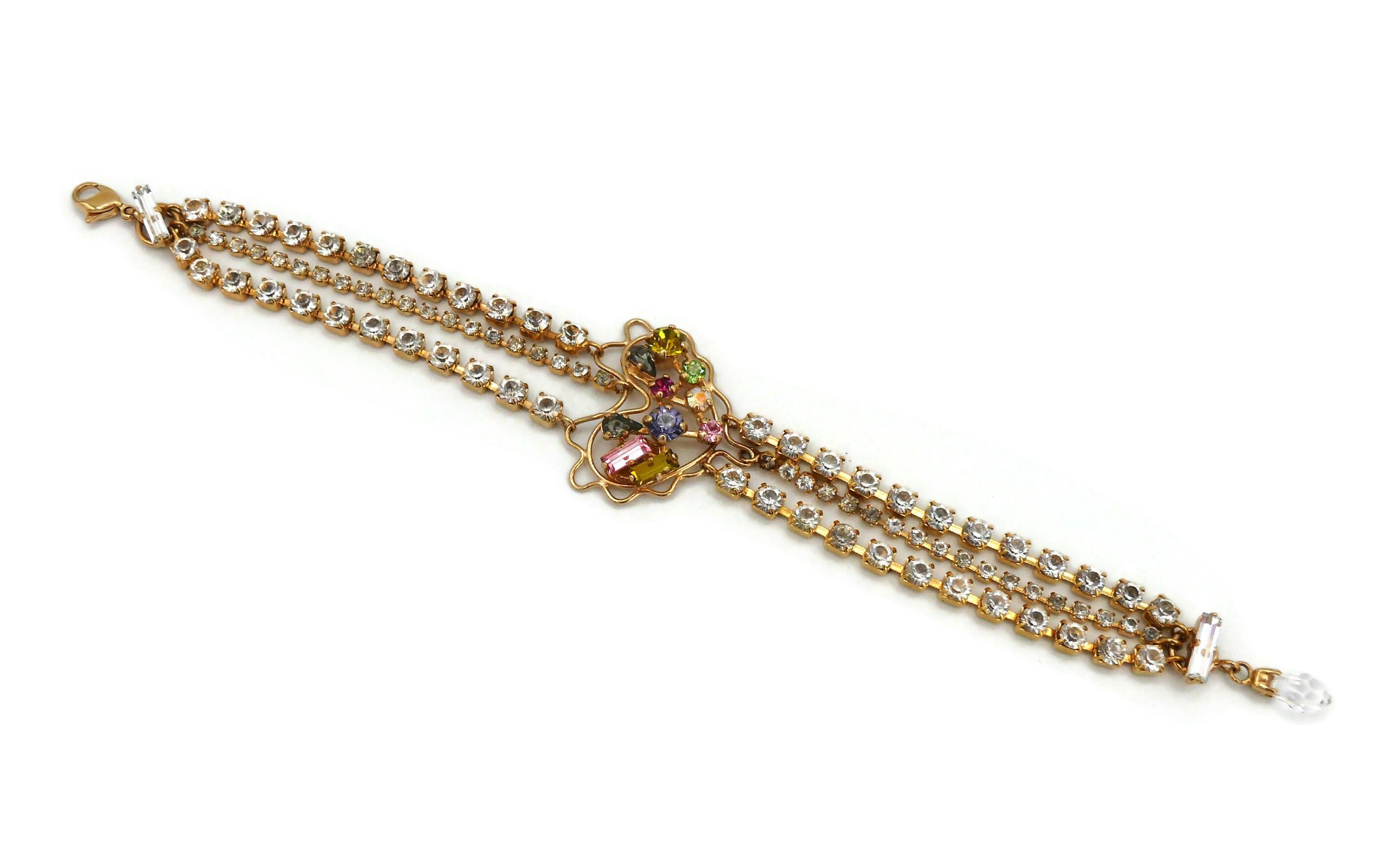 Women's CHRISTIAN LACROIX Vintage Jewelled Heart Chain Bracelet For Sale
