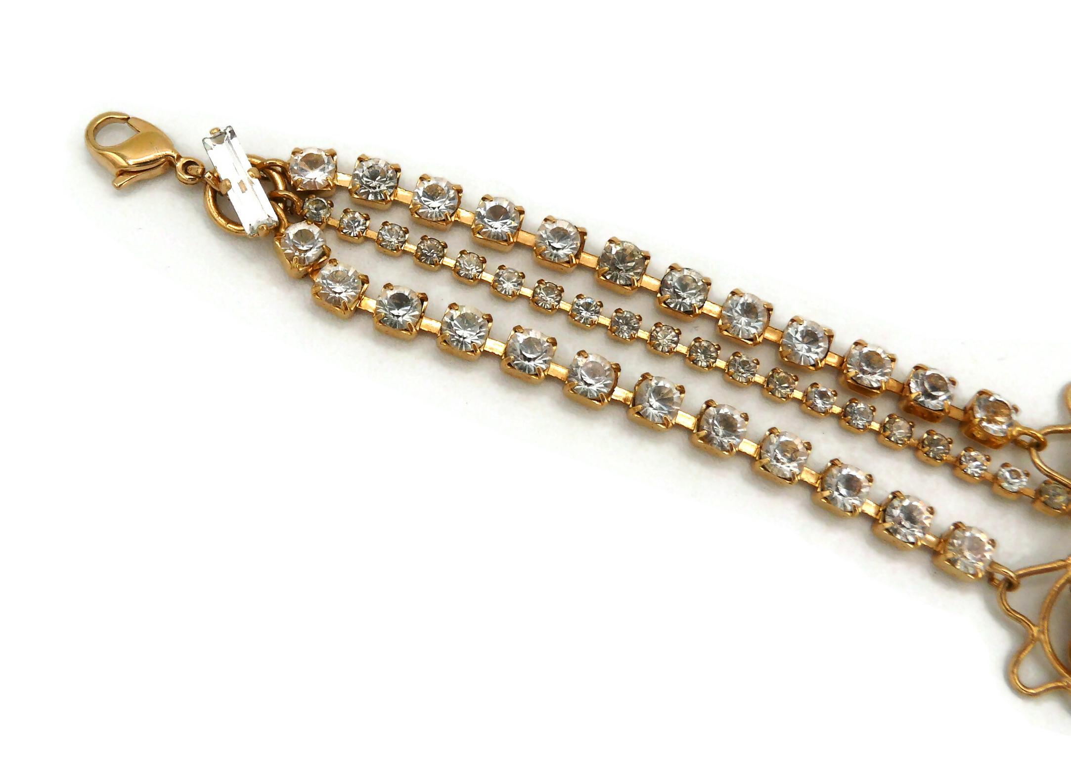 CHRISTIAN LACROIX Vintage Jewelled Heart Chain Bracelet For Sale 1
