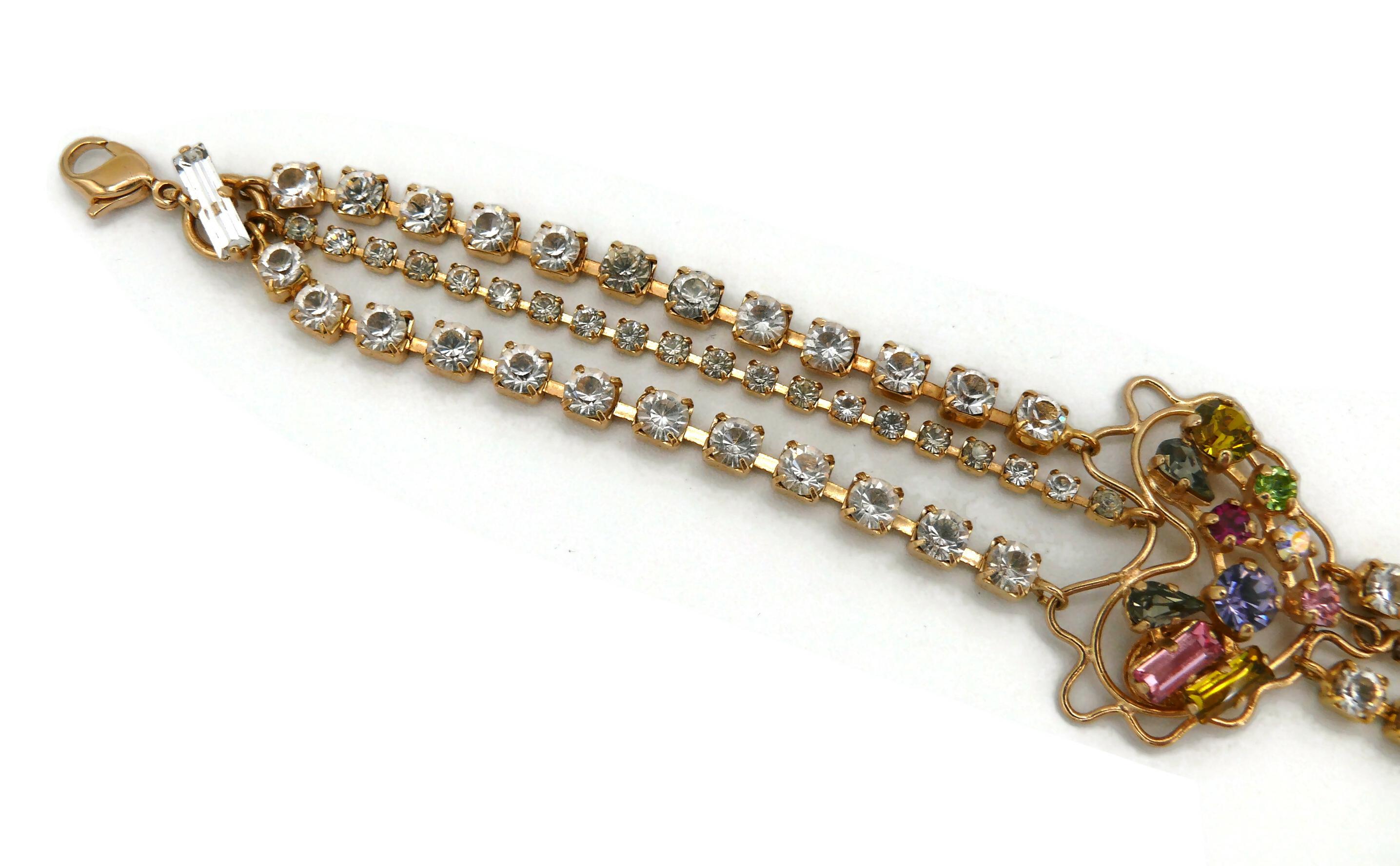 CHRISTIAN LACROIX Vintage Jewelled Heart Chain Bracelet For Sale 2