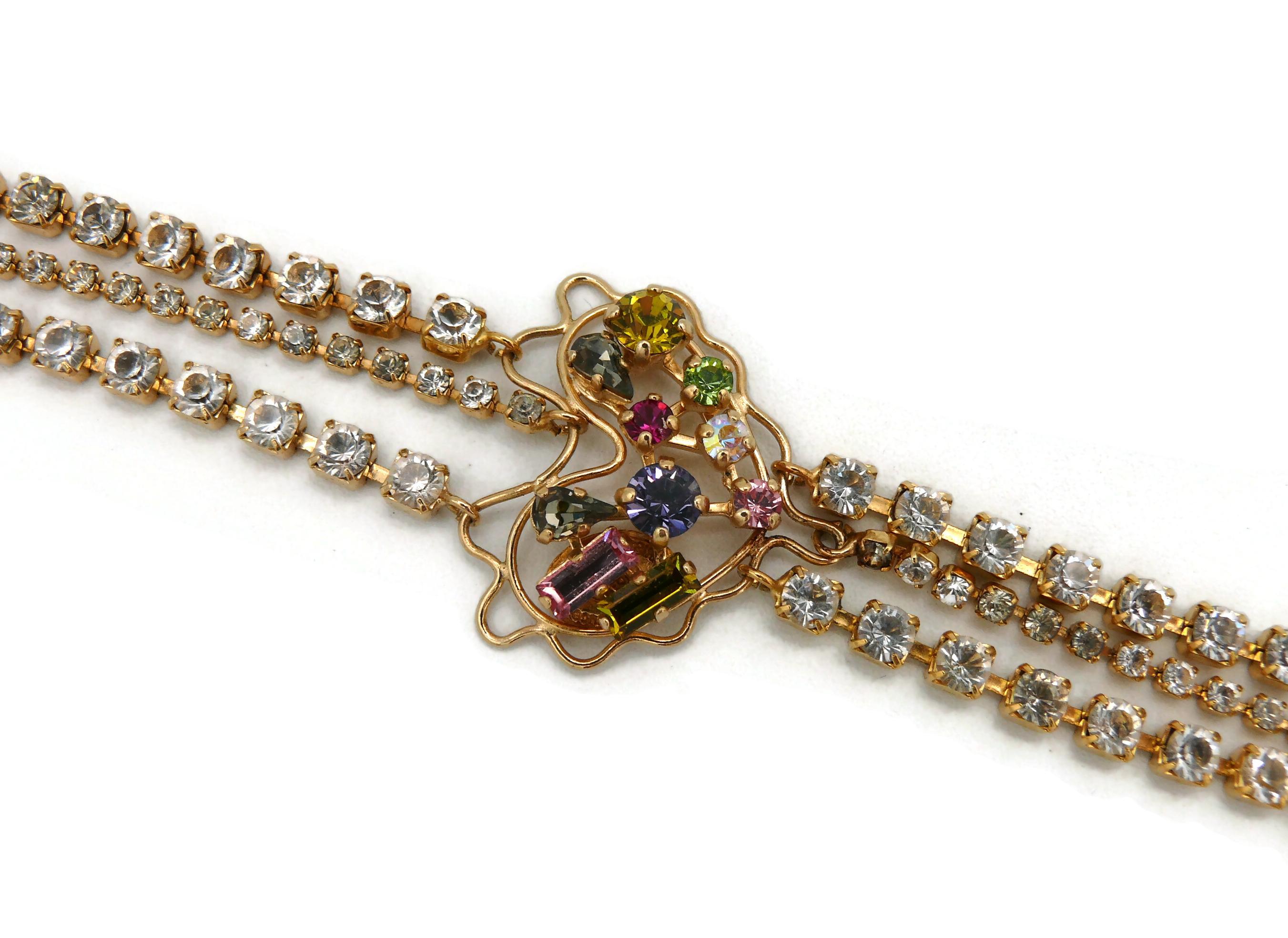 CHRISTIAN LACROIX Vintage Jewelled Heart Chain Bracelet For Sale 3