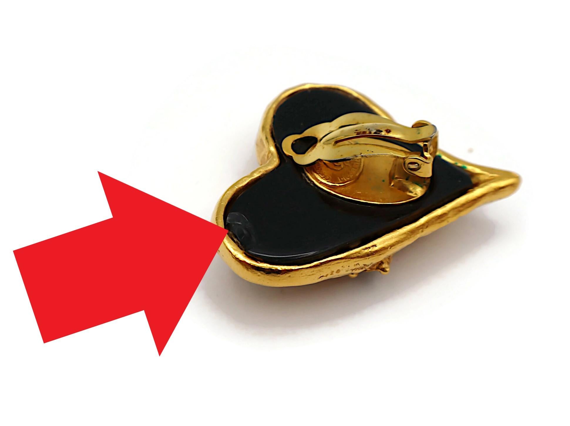 CHRISTIAN LACROIX Vintage Jewelled Heart Clip-On Earrings For Sale 8