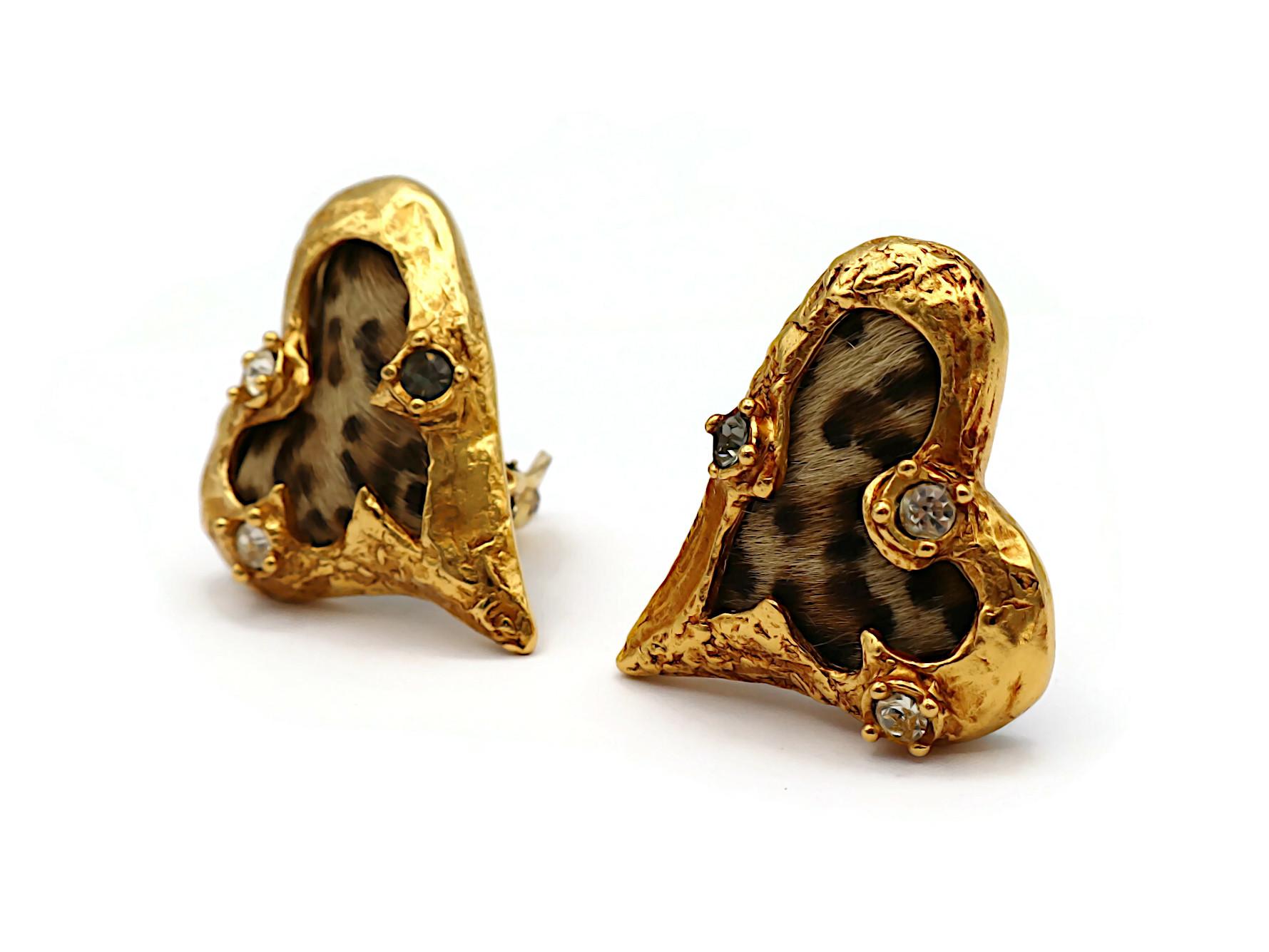 CHRISTIAN LACROIX Vintage Jewelled Heart Clip-On Earrings For Sale 1