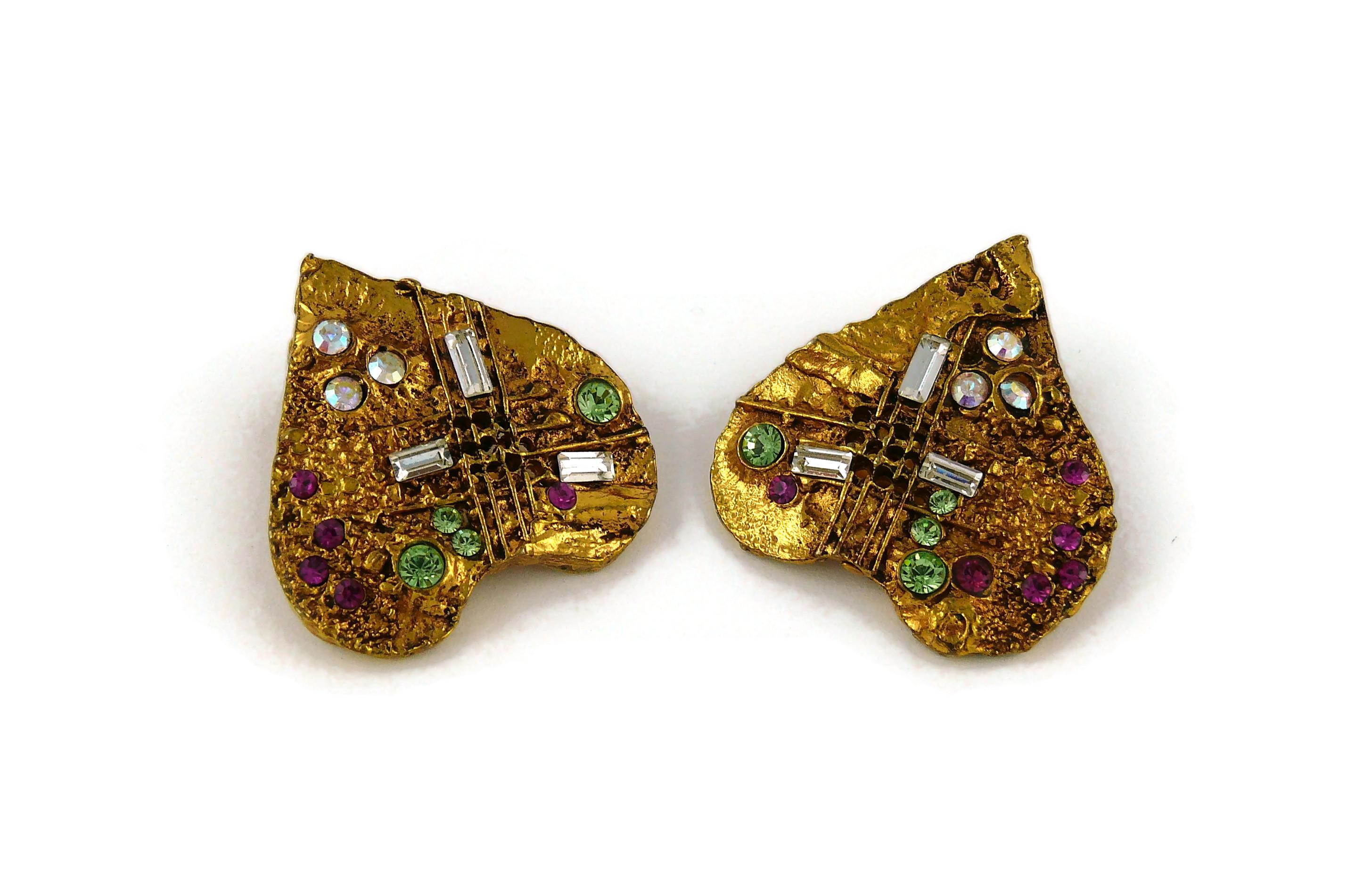Women's Christian Lacroix Vintage Jewelled Heart Clip-On Earrings