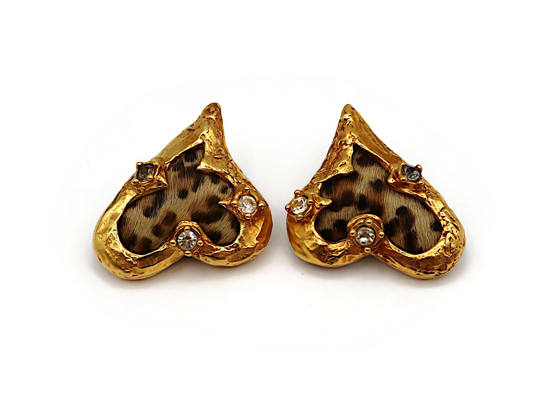 CHRISTIAN LACROIX Vintage Jewelled Heart Clip-On Earrings For Sale 2