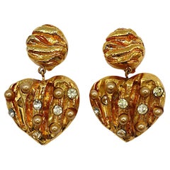 CHRISTIAN LACROIX Vintage Herz baumelnde Vintage-Ohrringe mit Juwelen