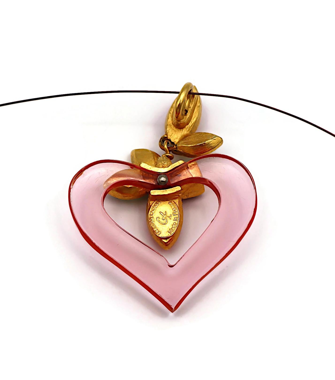 CHRISTIAN LACROIX Vintage Jewelled Heart Pendant Necklace For Sale 7