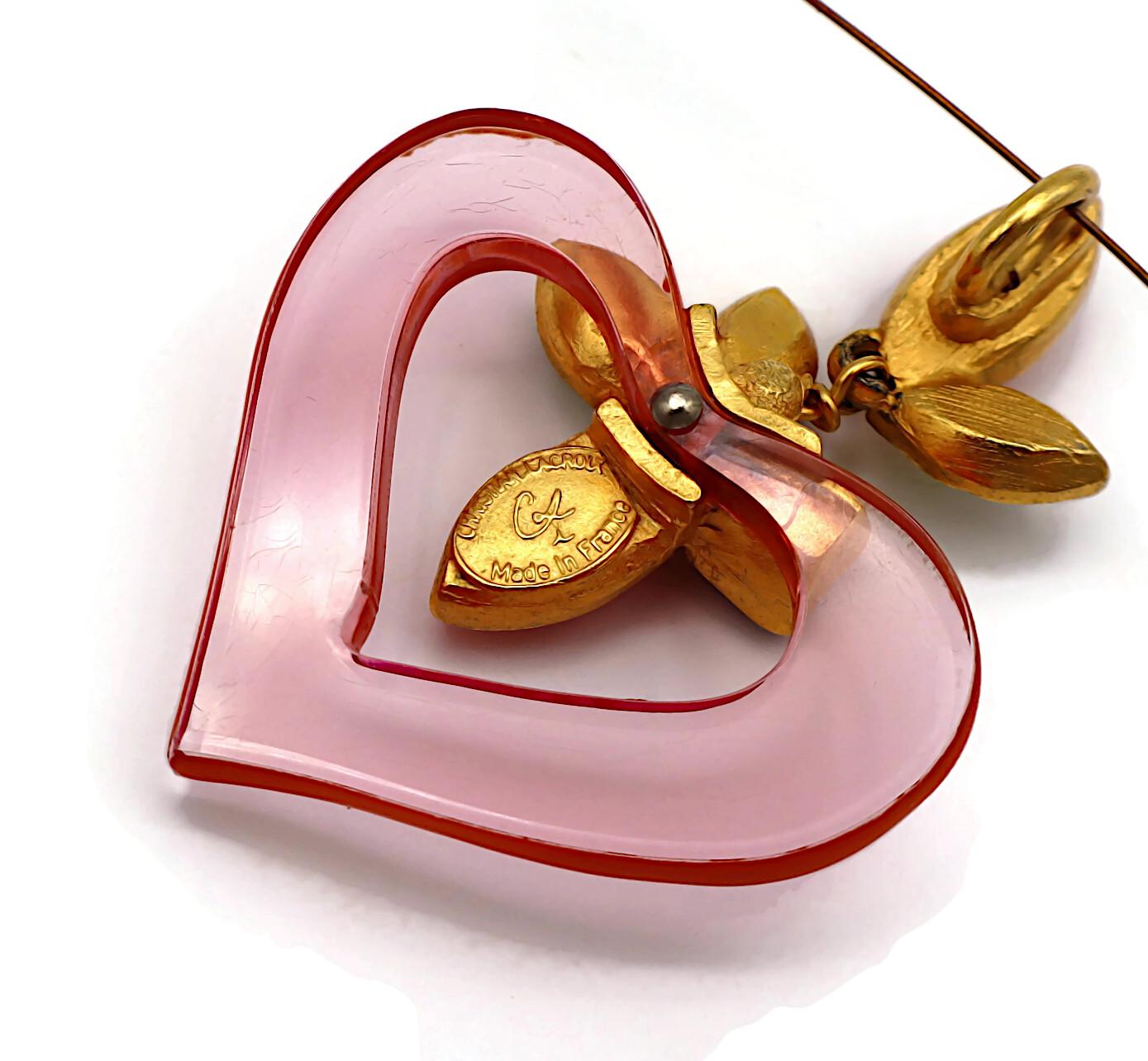 CHRISTIAN LACROIX Vintage Jewelled Heart Pendant Necklace For Sale 8