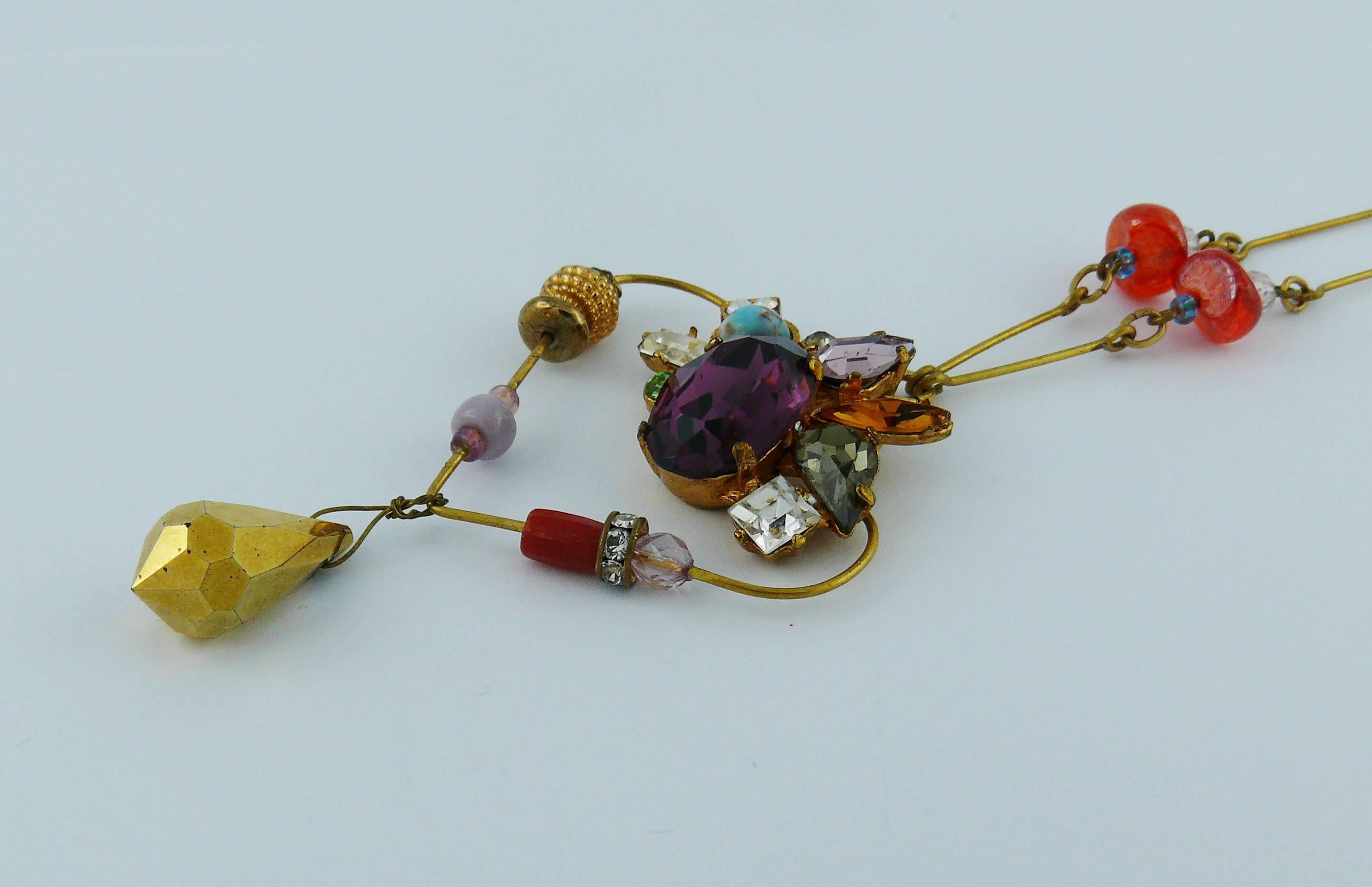 Christian Lacroix Vintage Jewelled Heart Pendant Necklace For Sale 1
