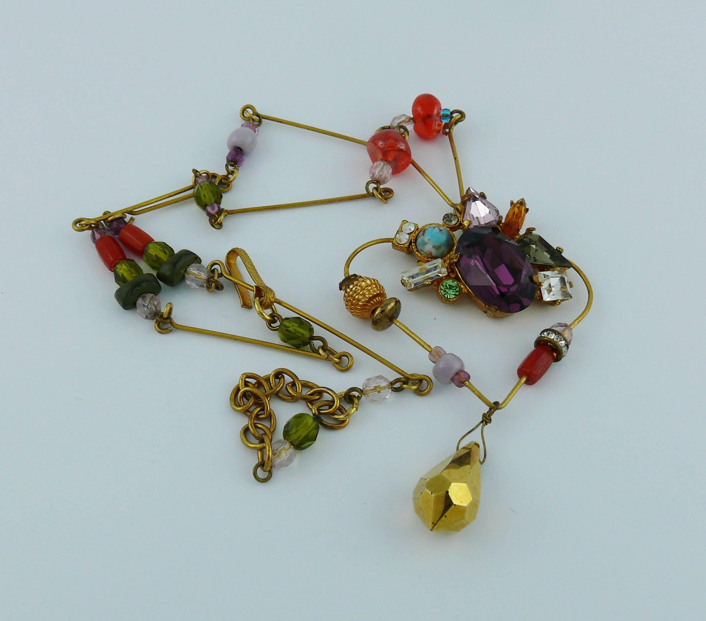 Christian Lacroix Vintage Jewelled Heart Pendant Necklace For Sale 2