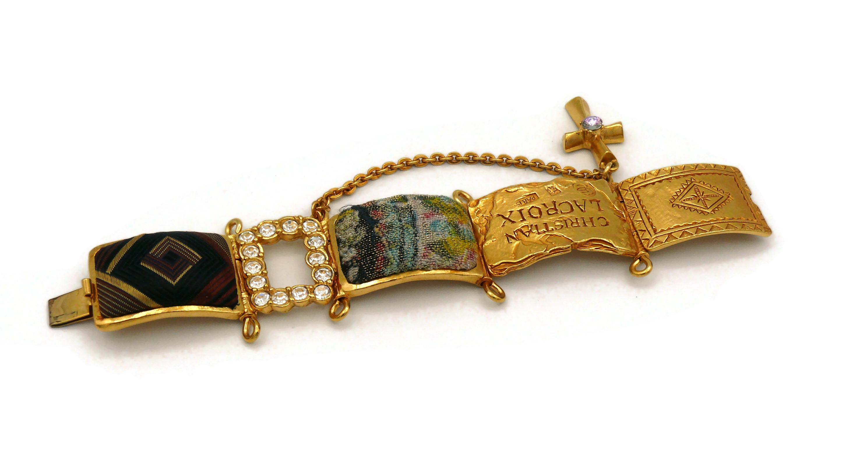 CHRISTIAN LACROIX Vintage Jewelled ID Tag Bracelet For Sale 3