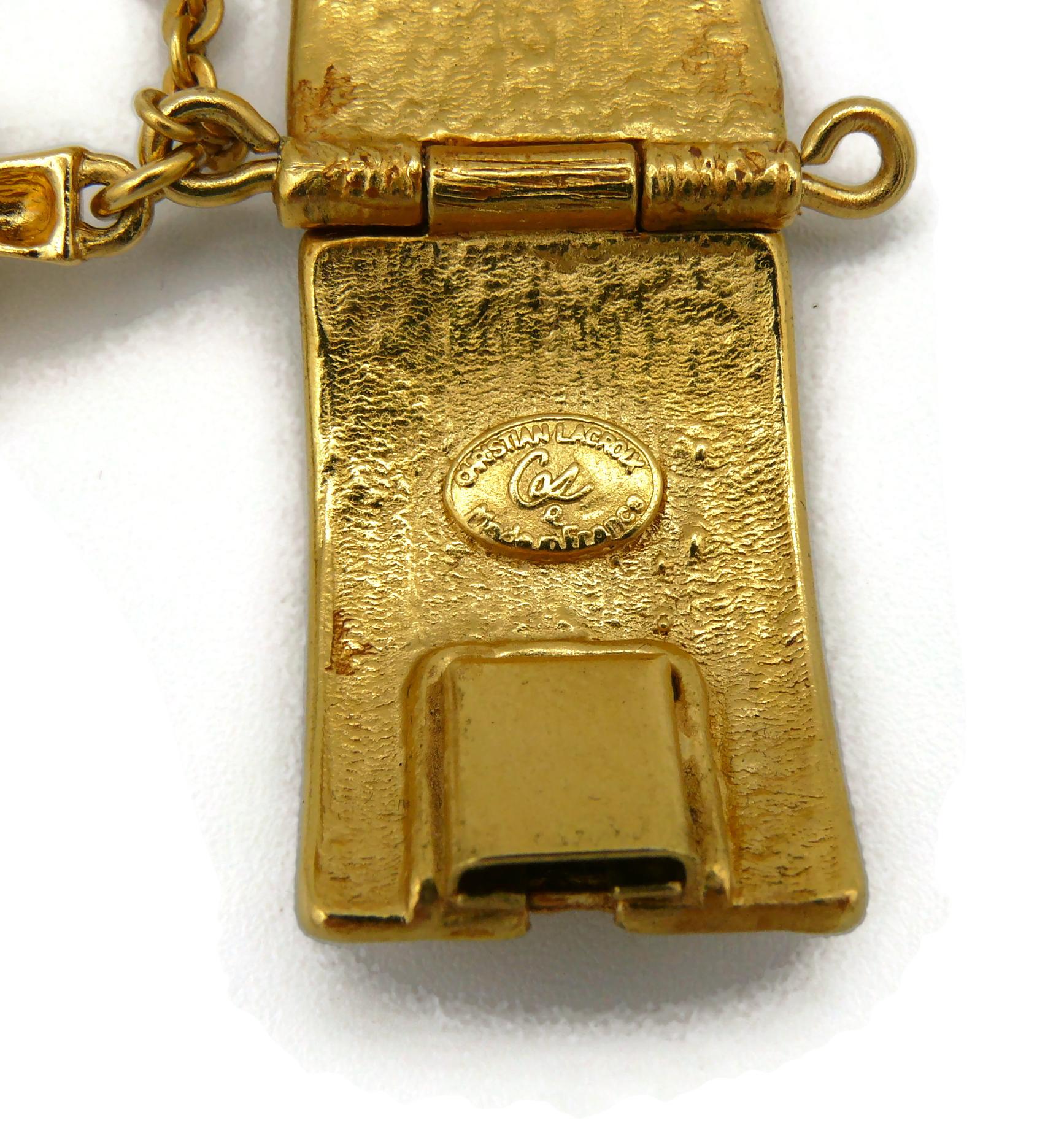 CHRISTIAN LACROIX Vintage Jewelled ID Tag Bracelet For Sale 5