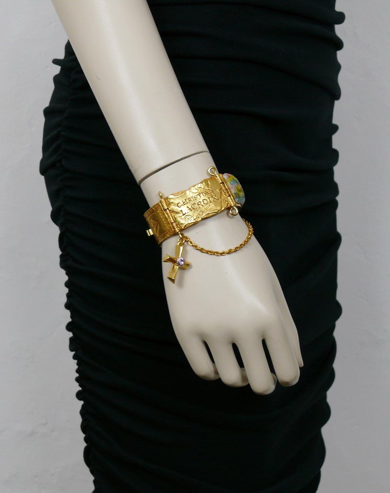 CHRISTIAN LACROIX Vintage Jewelled ID Tag Bracelet For Sale