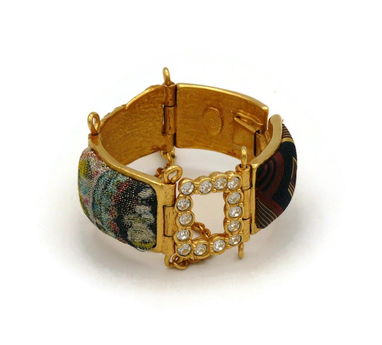 CHRISTIAN LACROIX Vintage Jewelled ID Tag Bracelet For Sale at 1stDibs