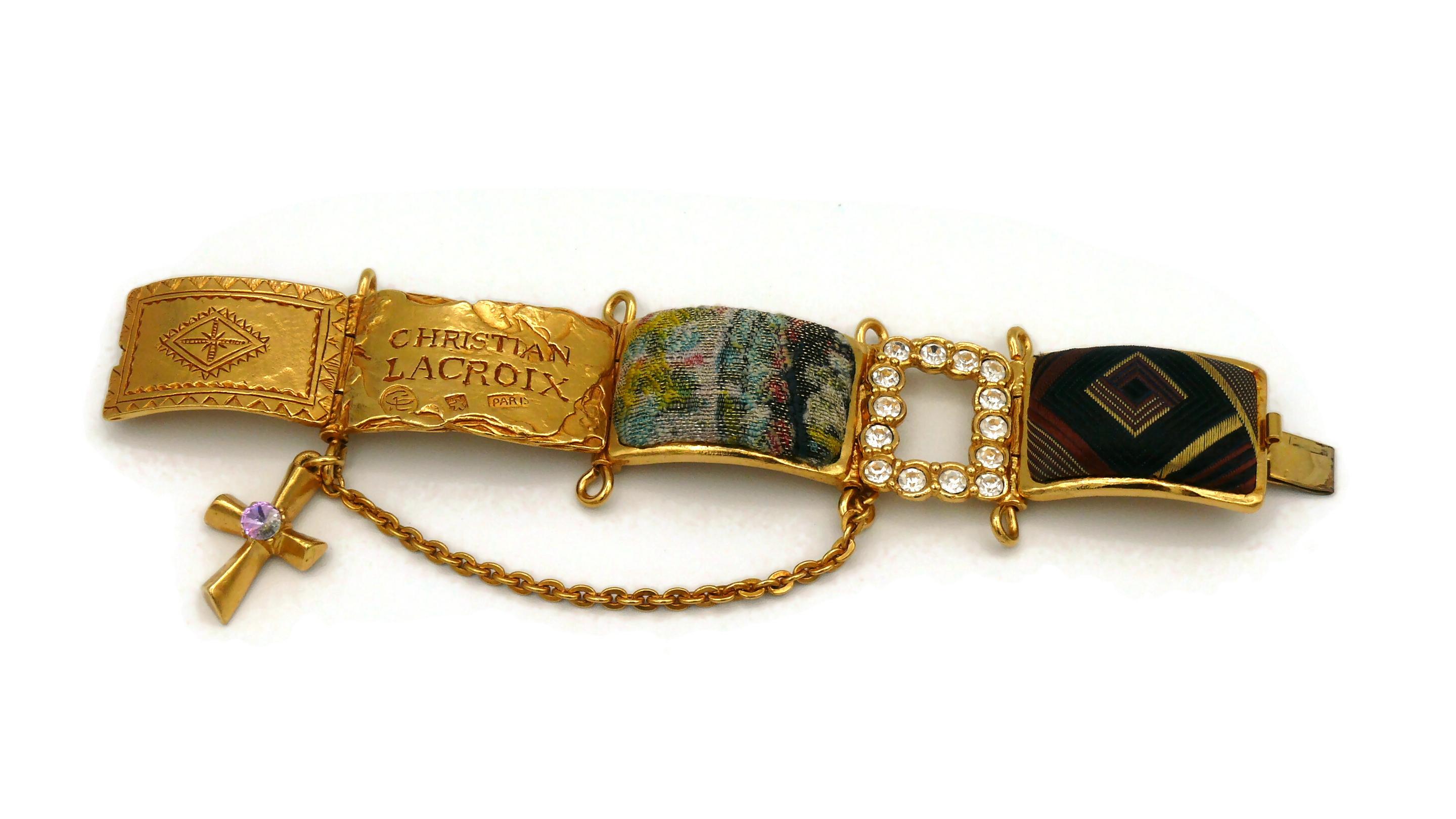 CHRISTIAN LACROIX Vintage Jewelled ID Tag Bracelet For Sale 2