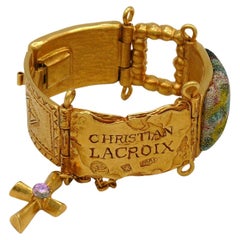 CHRISTIAN LACROIX Vintage Jewelled ID Tag Bracelet