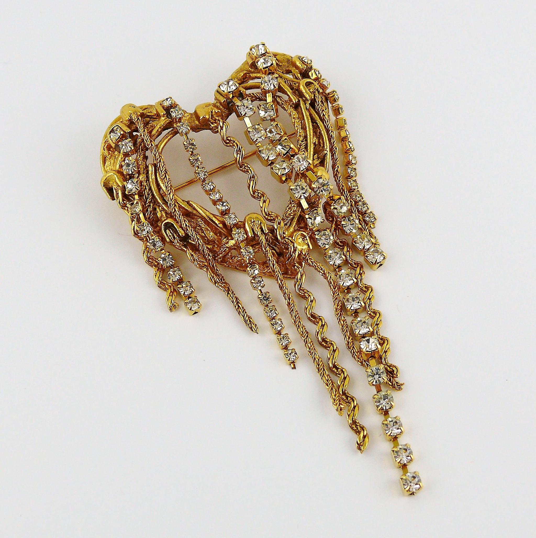 Christian Lacroix Vintage Jewelled Openwork Heart Brooch In Excellent Condition In Nice, FR