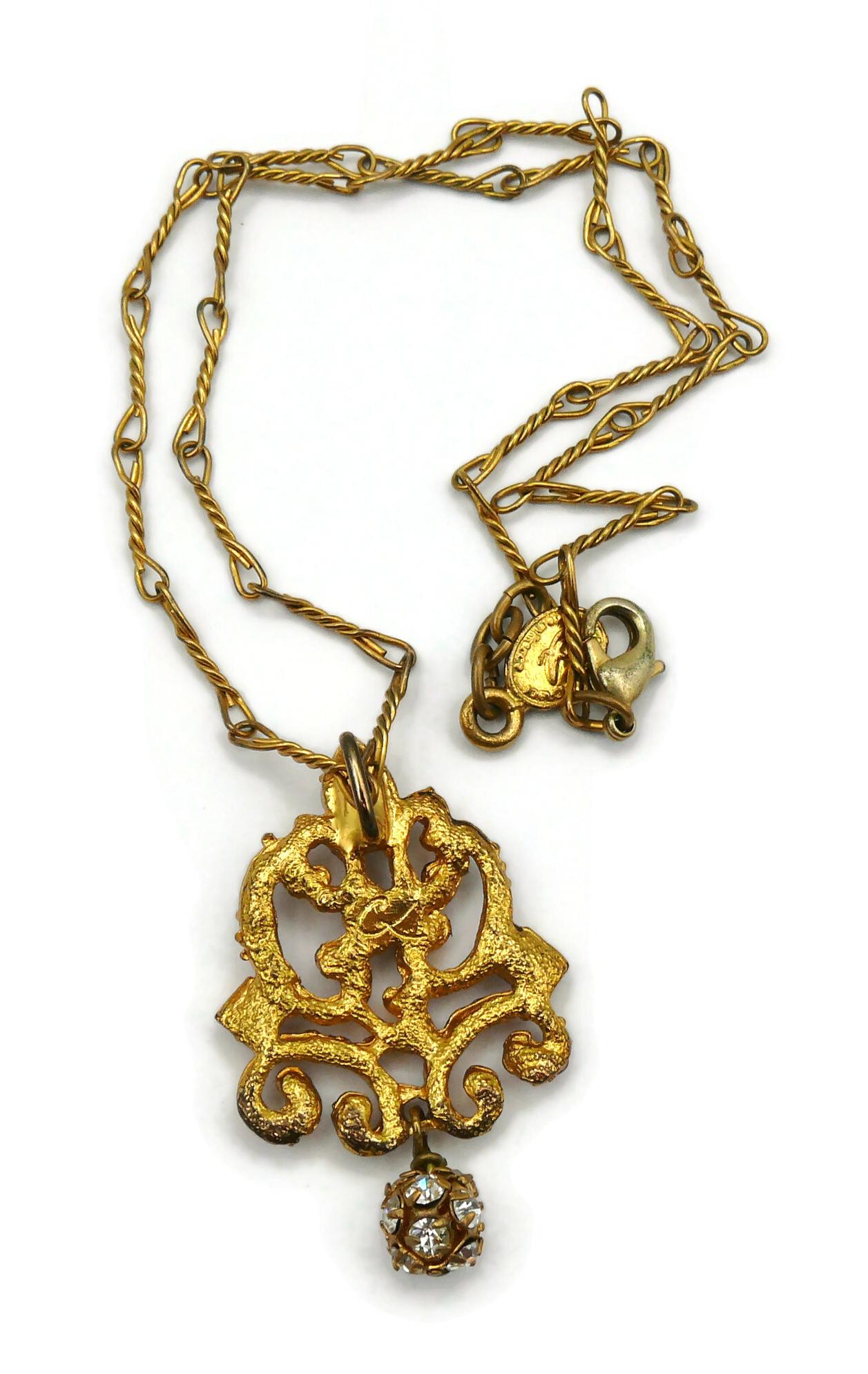 CHRISTIAN LACROIX Vintage Jewelled Pendant Necklace For Sale 7